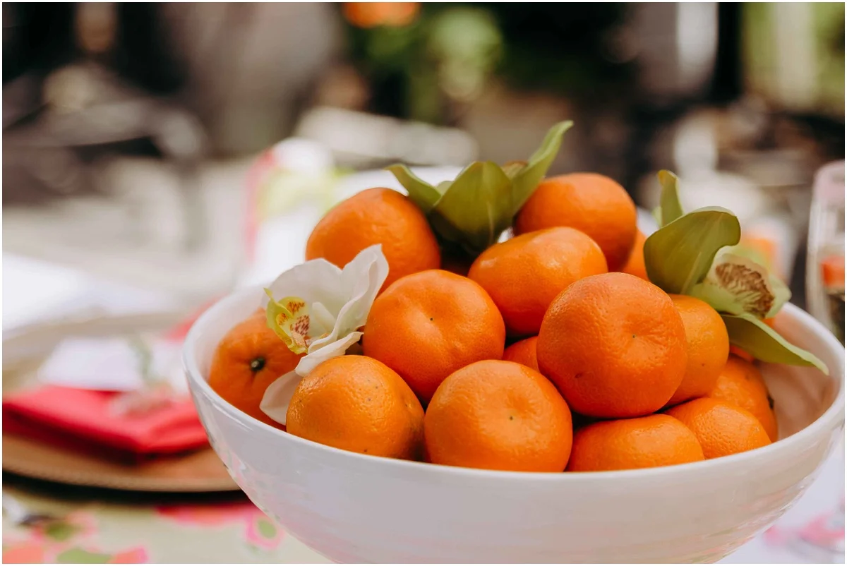 Lilly Pulitzer Bridal Shower Oranges centerpiece