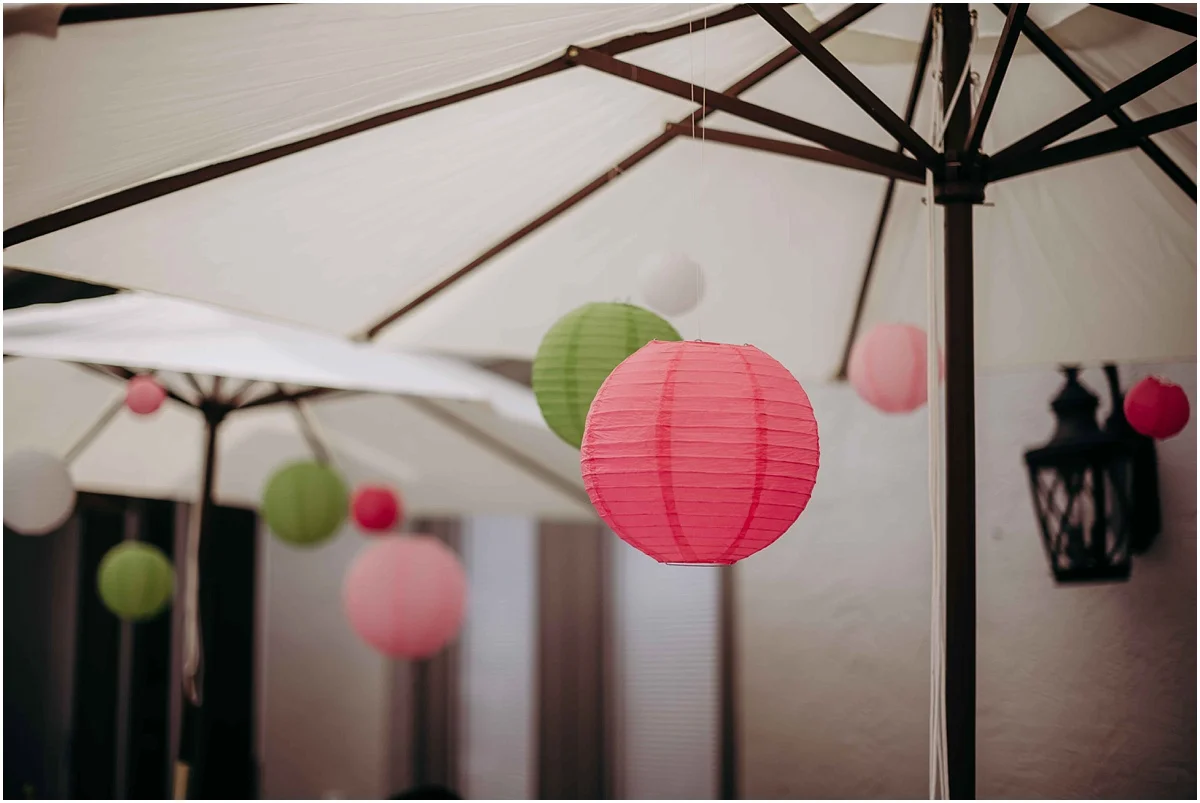 Bridal Shower Umberella pink and green lantern
