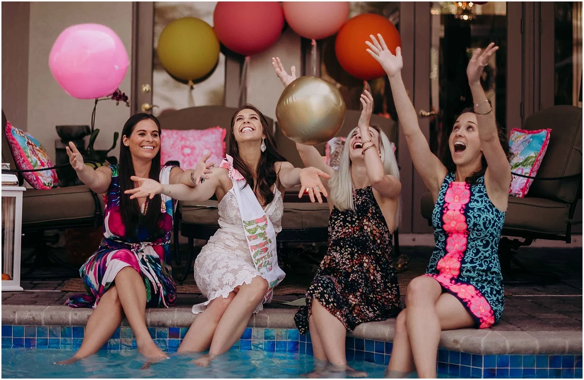 Lilly Pulitzer Bridal Shower Bride and Bridesmaids throwing balls