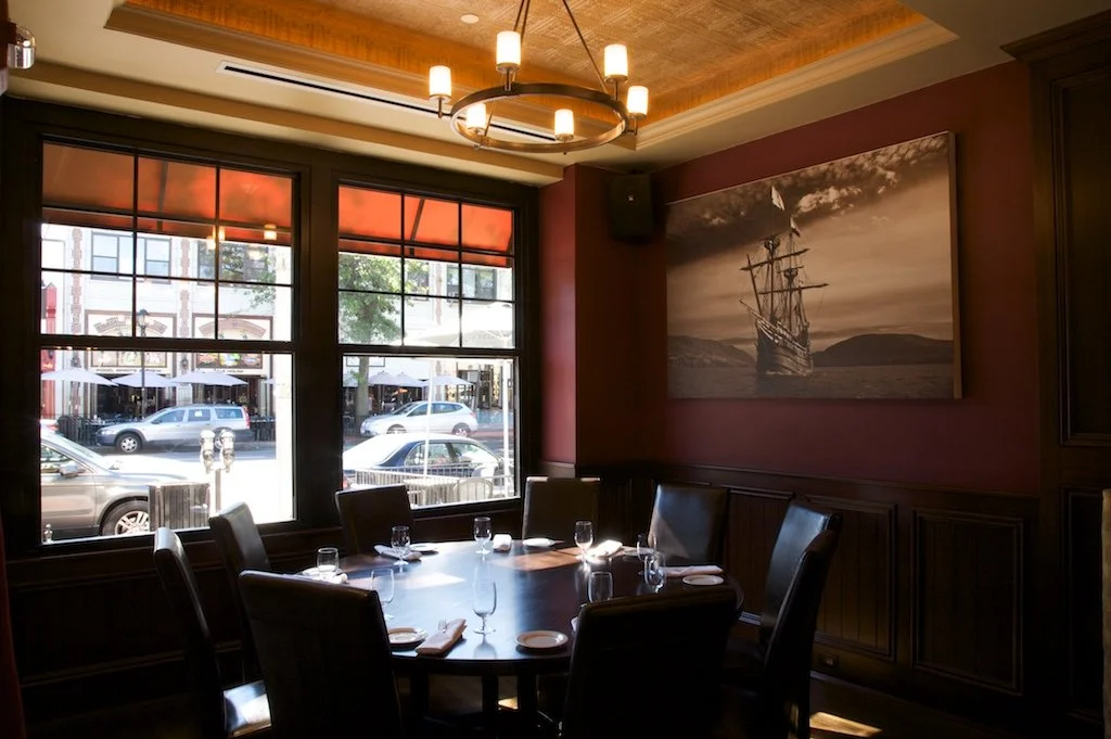 Set tables in the Hudson Grille dining room