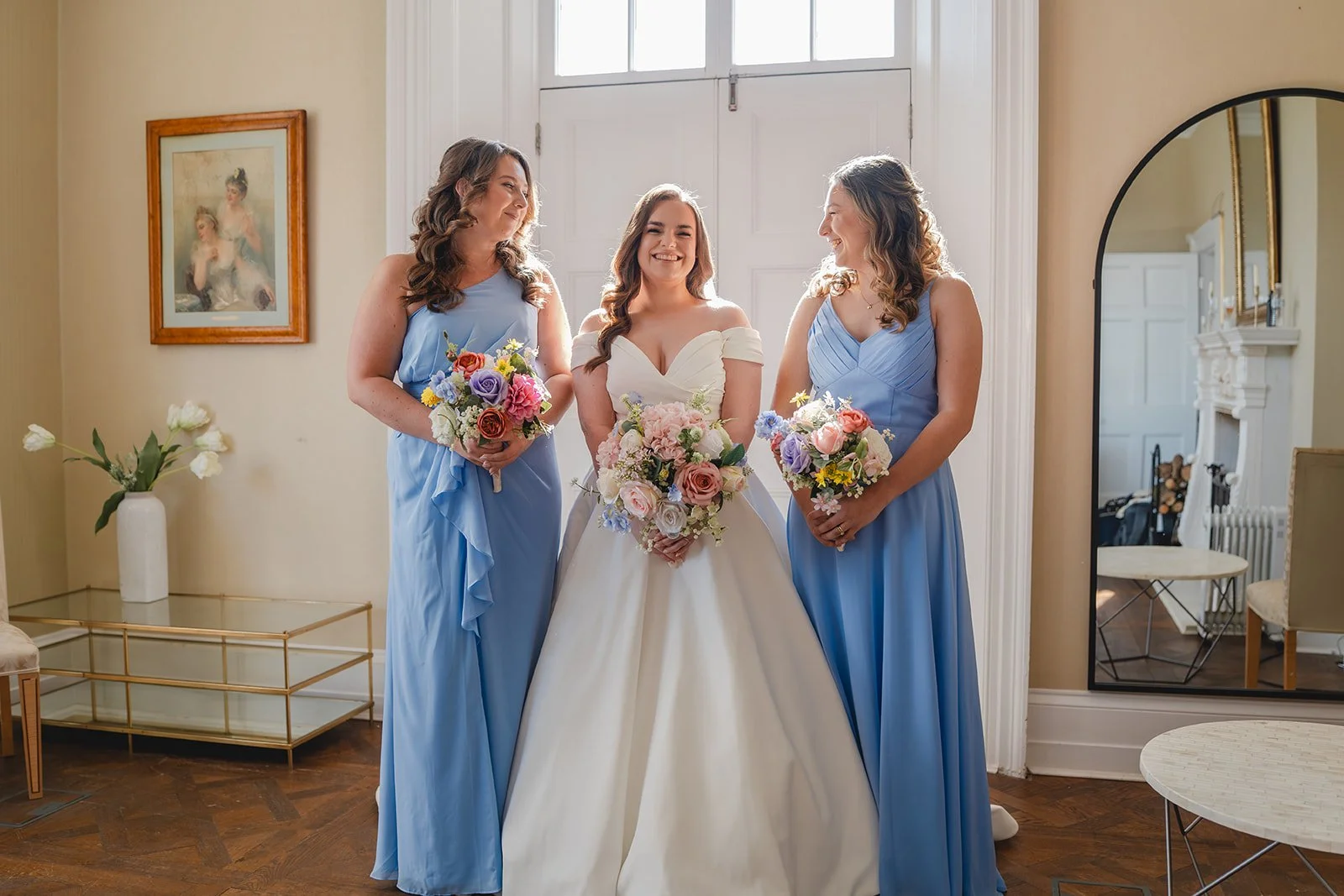 Shannon with bridesmaids before the wedding ceremony