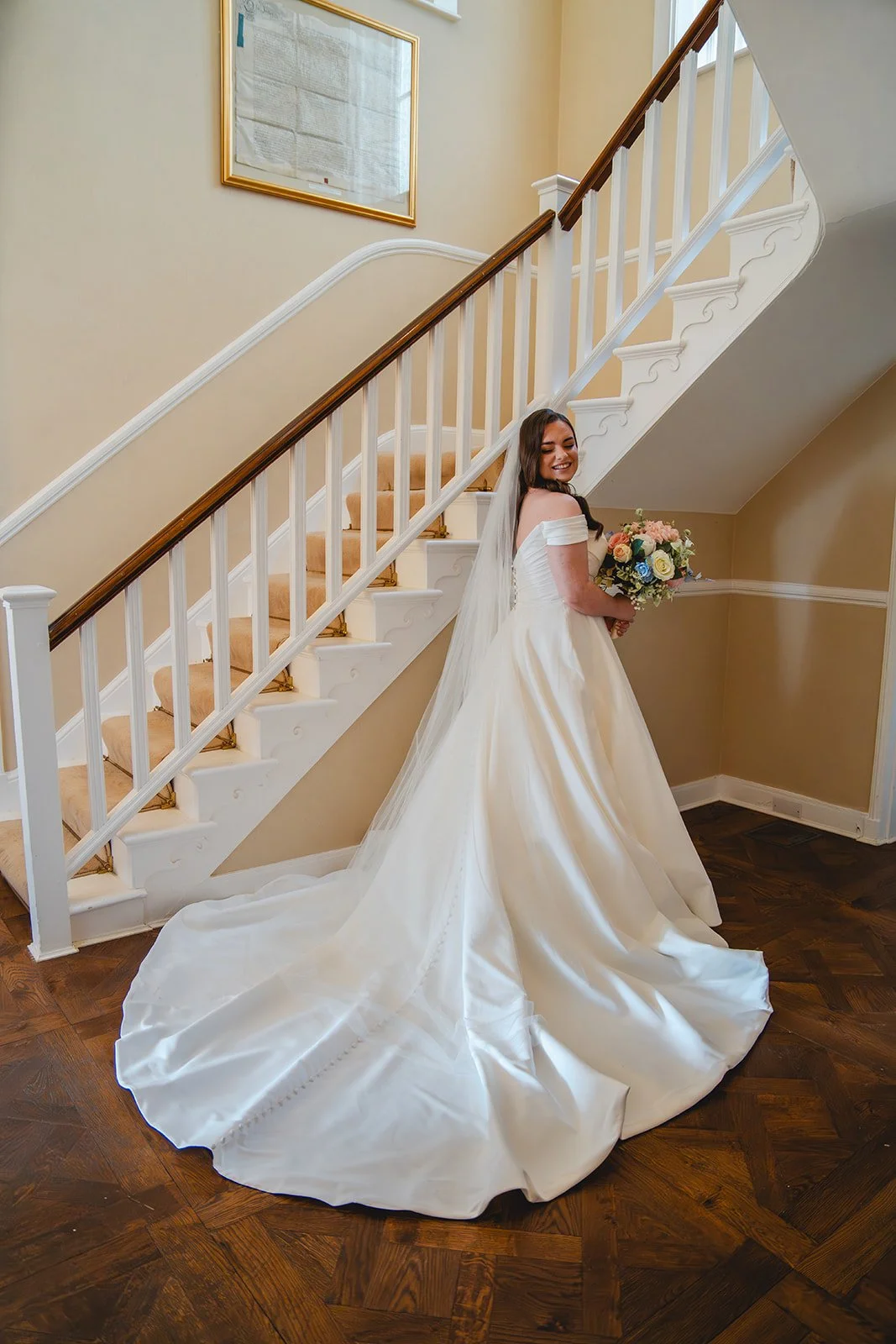 Shannon bridal portrait on staircase