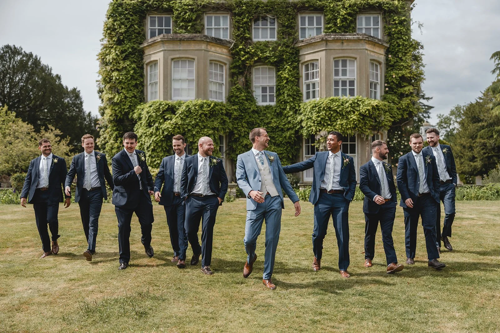 Jonny with groomsmen outside the country house venue