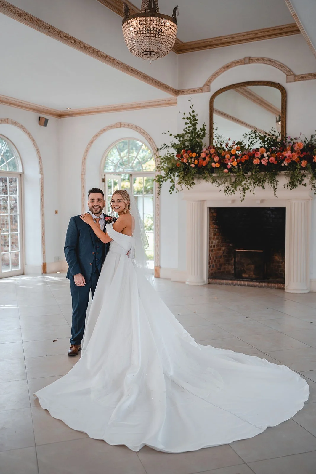 Chloe and Sina wedding portrait inside ceremony room