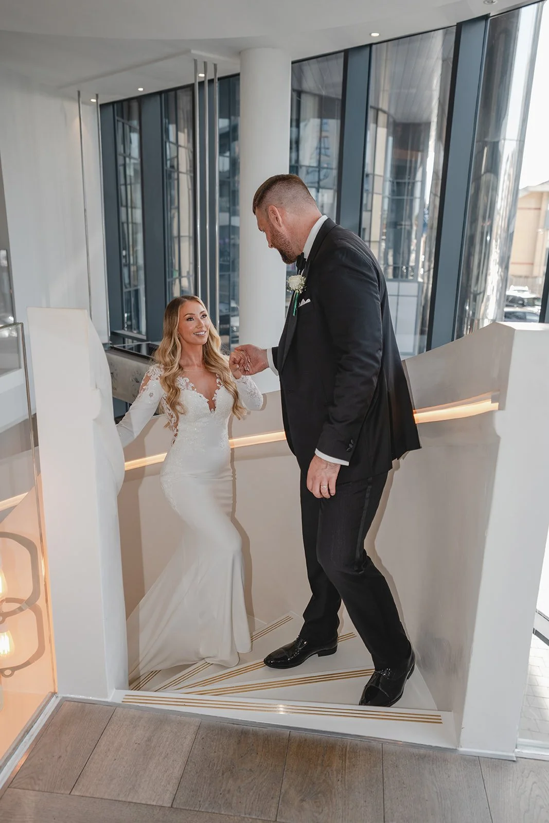 Mike and Lacey staircase moment