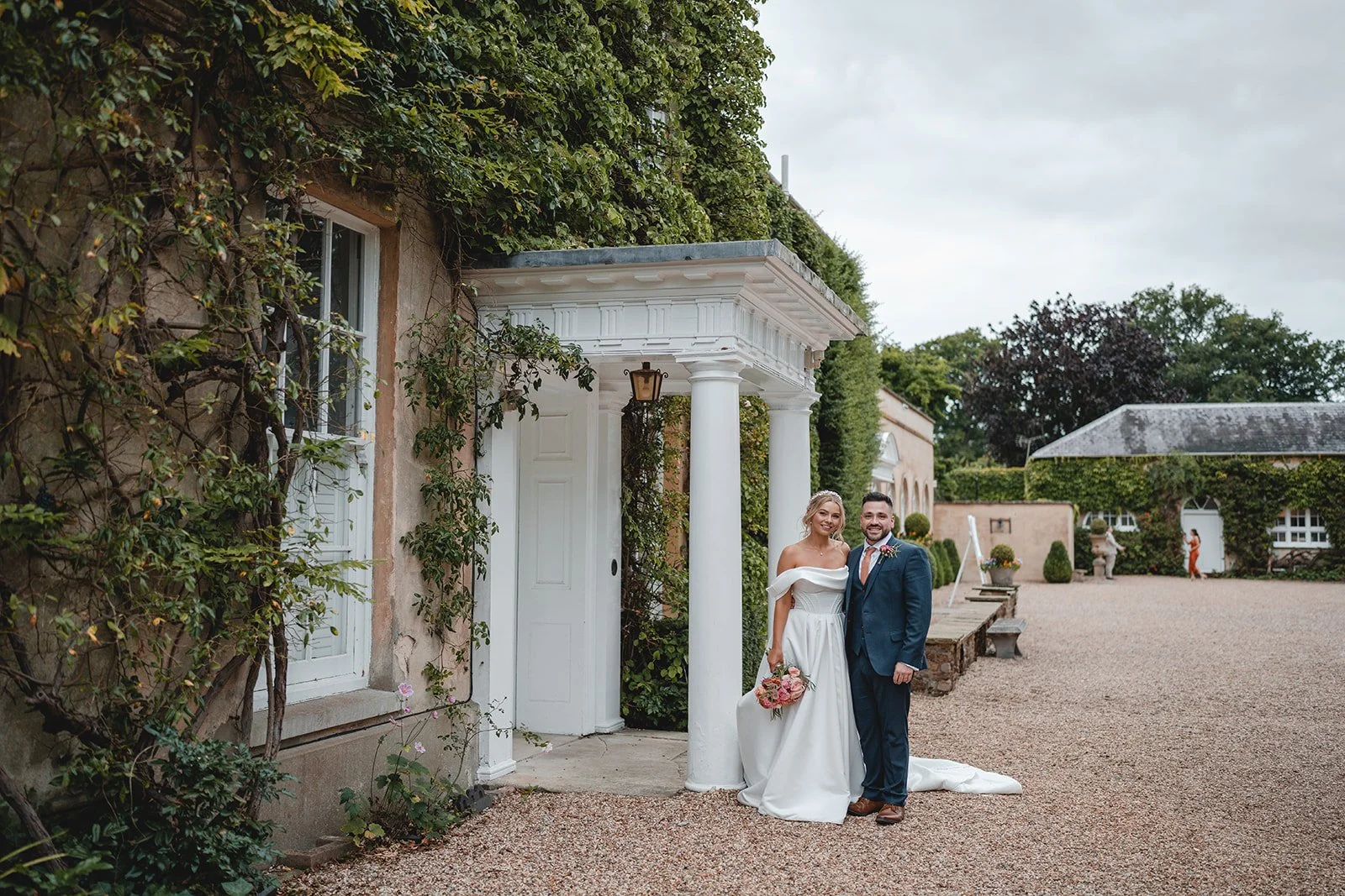 Chloe and Sina outside wedding venue