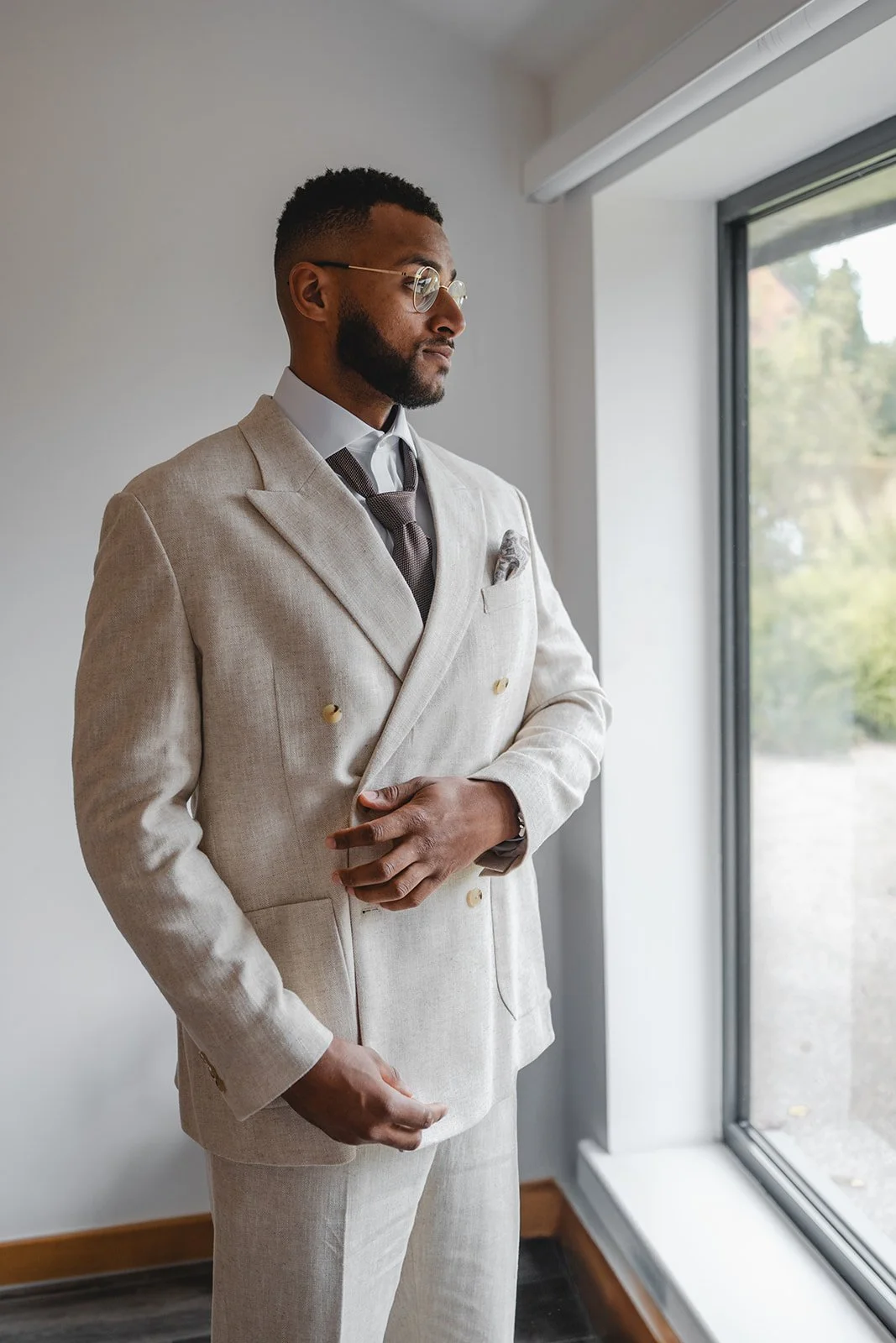 Josh getting ready before the wedding ceremony