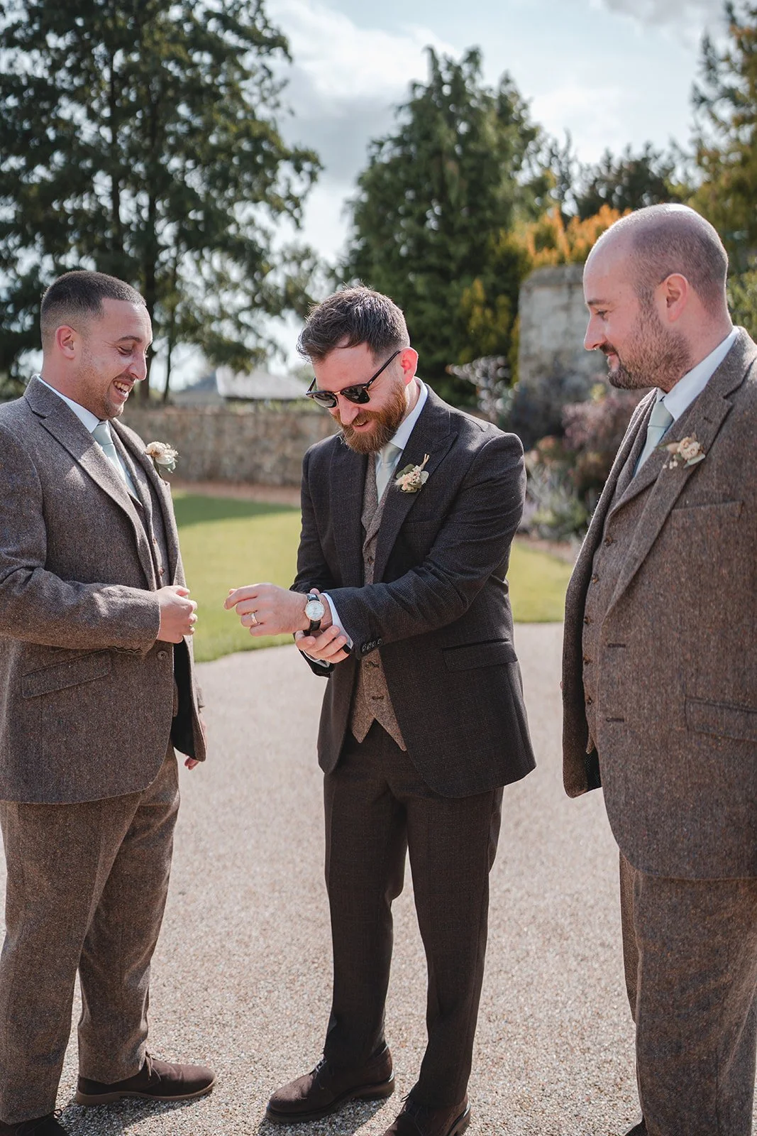 Callum with groomsmen before the wedding ceremony