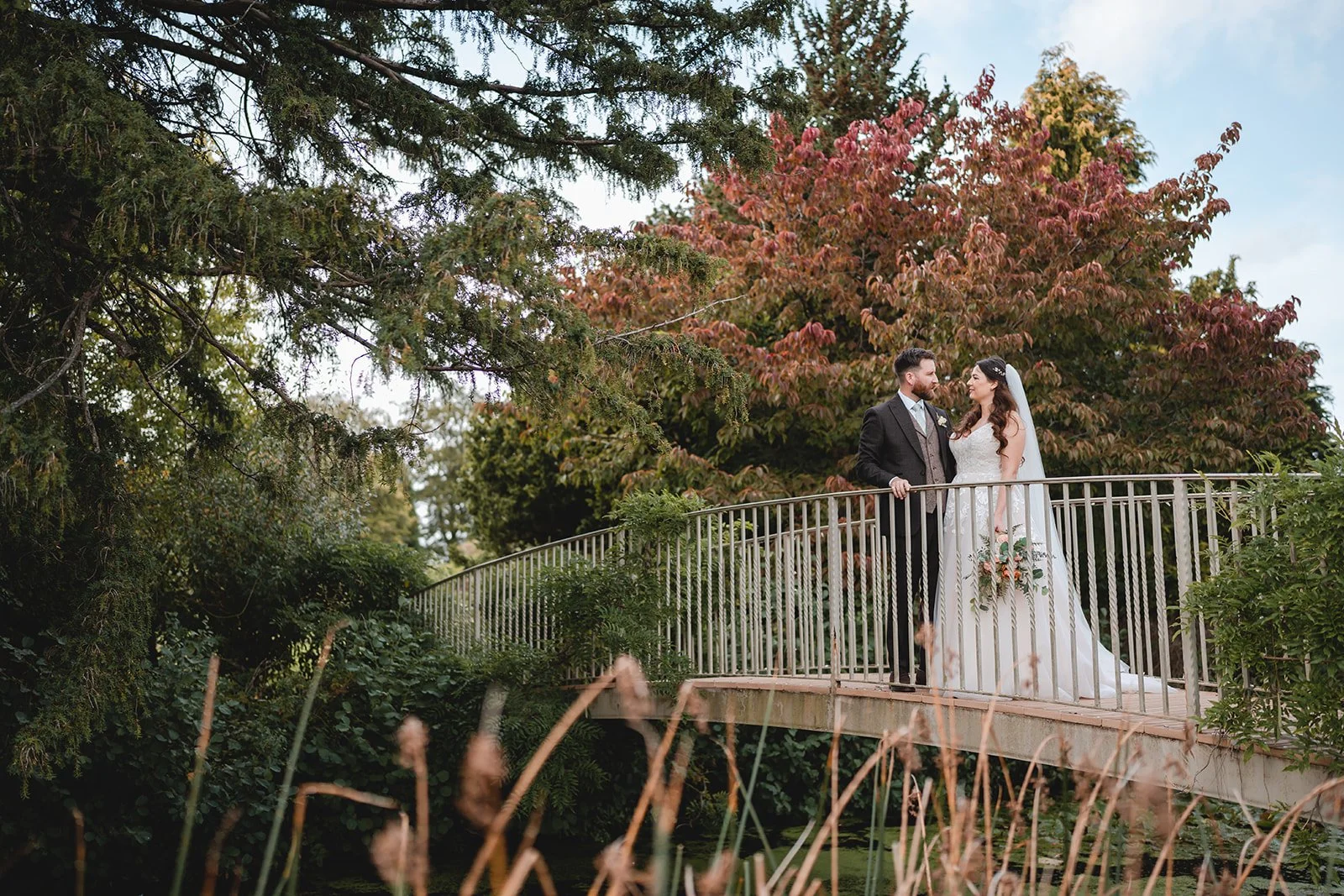 Sartis and Callum couple portrait in gardens