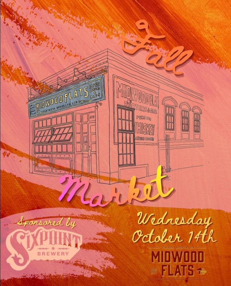 Join us for our first ever fall market Wednesday October 14th @4 PM! sponsored by @sixpoint 

With food from @mischiefmerchantcocktails and many more delightful vendors 🥟🧶📝🎨