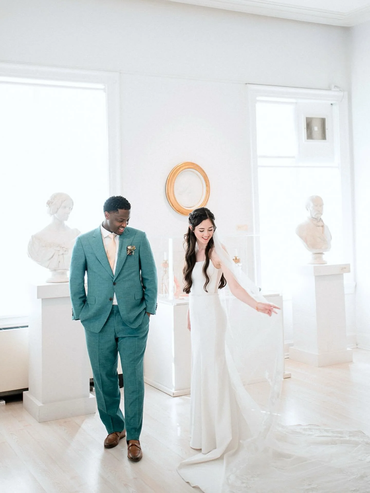 Carly &amp; Abdi at the American Swedish Historical Museum looking like works of art themselves.