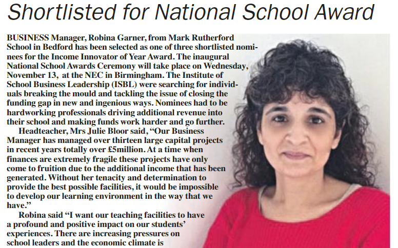 Robina Garner shortlisted for Award