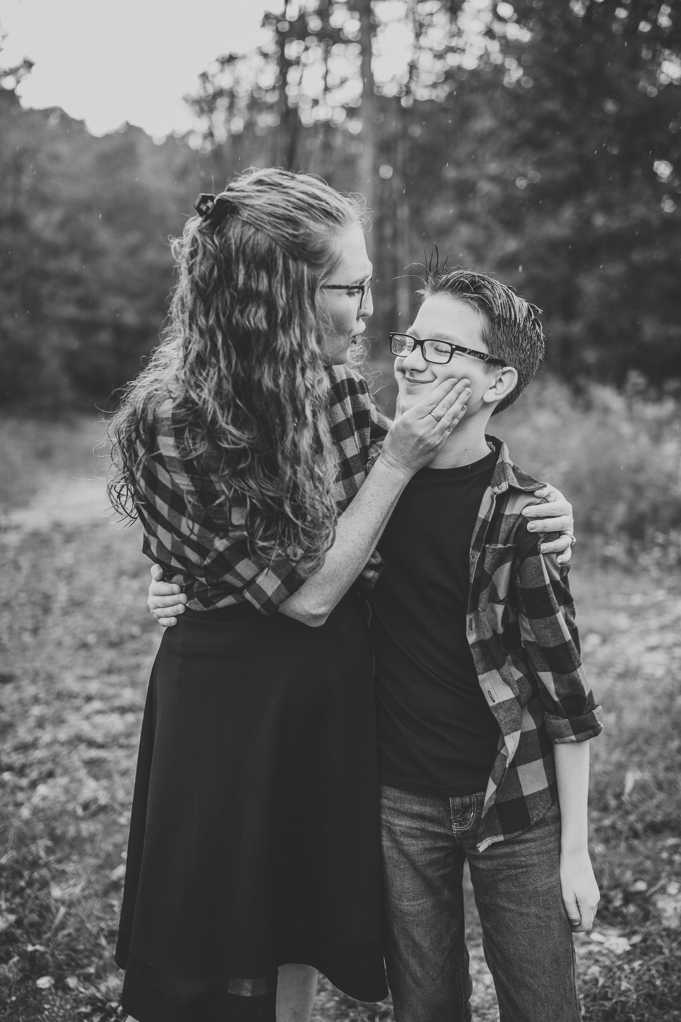 mom and teenage son posing idea