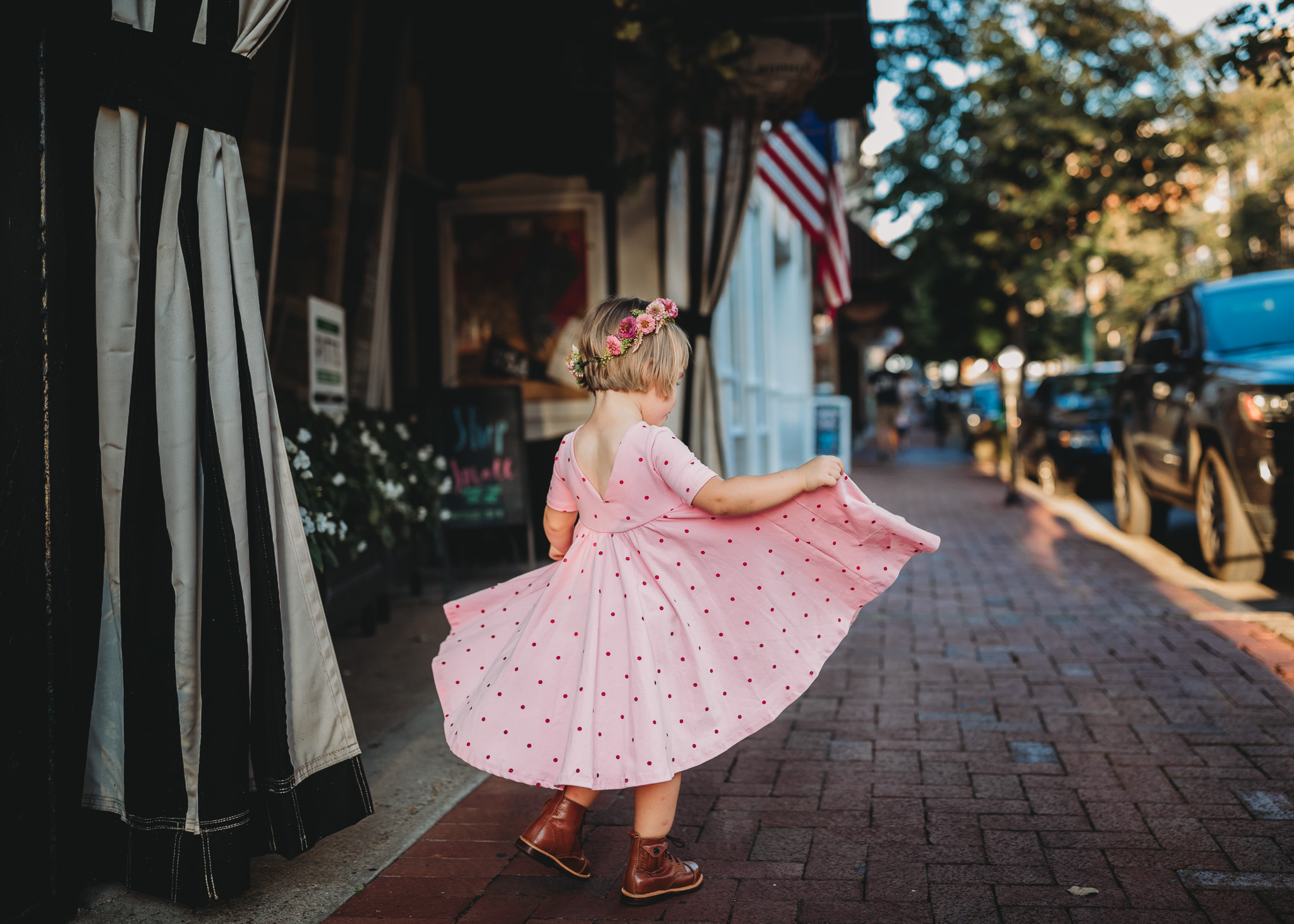 little girl twirling