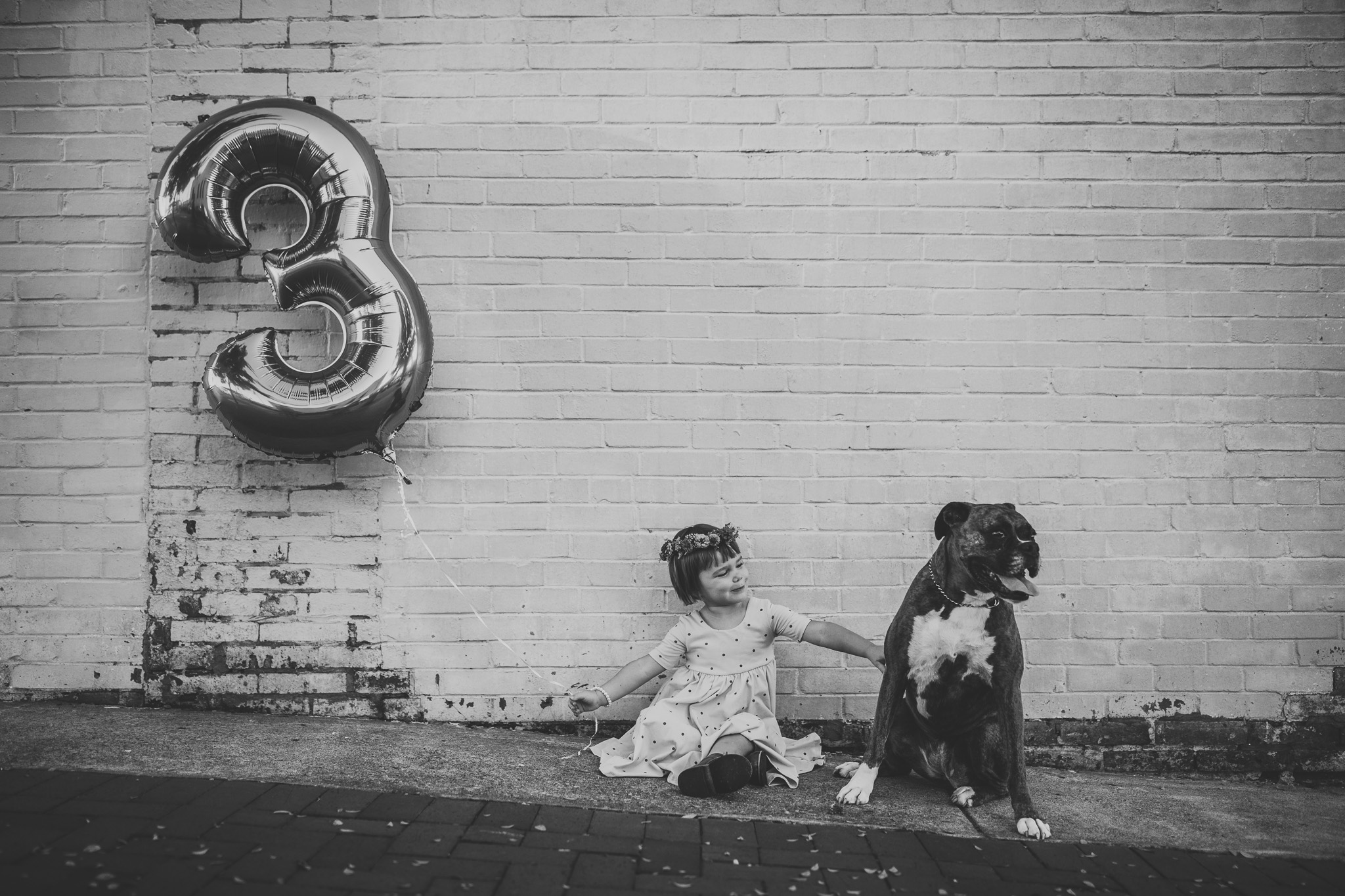 little girl and dog