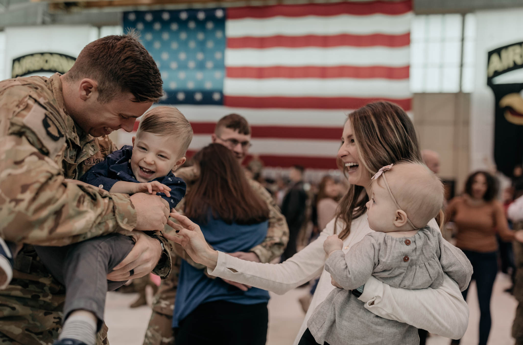 Family During Military Homecoming Ceremony