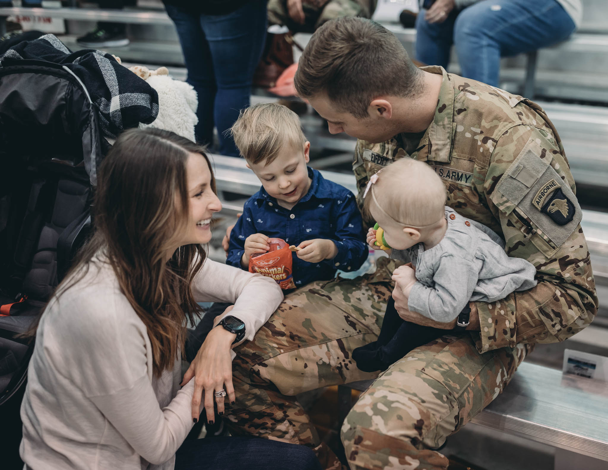 Family During Military Homecoming Ceremony