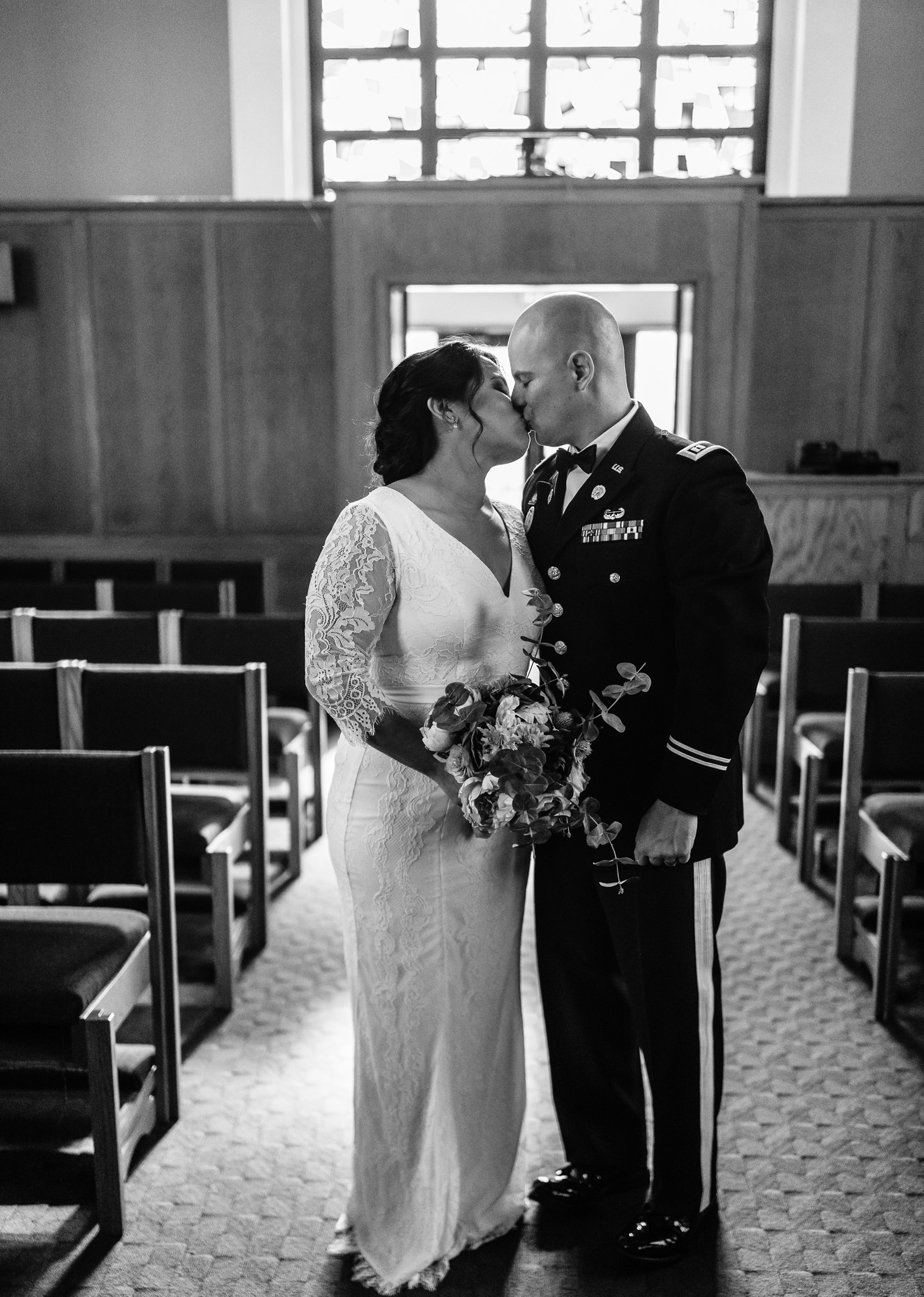 Black and White Photo Couple Kissing