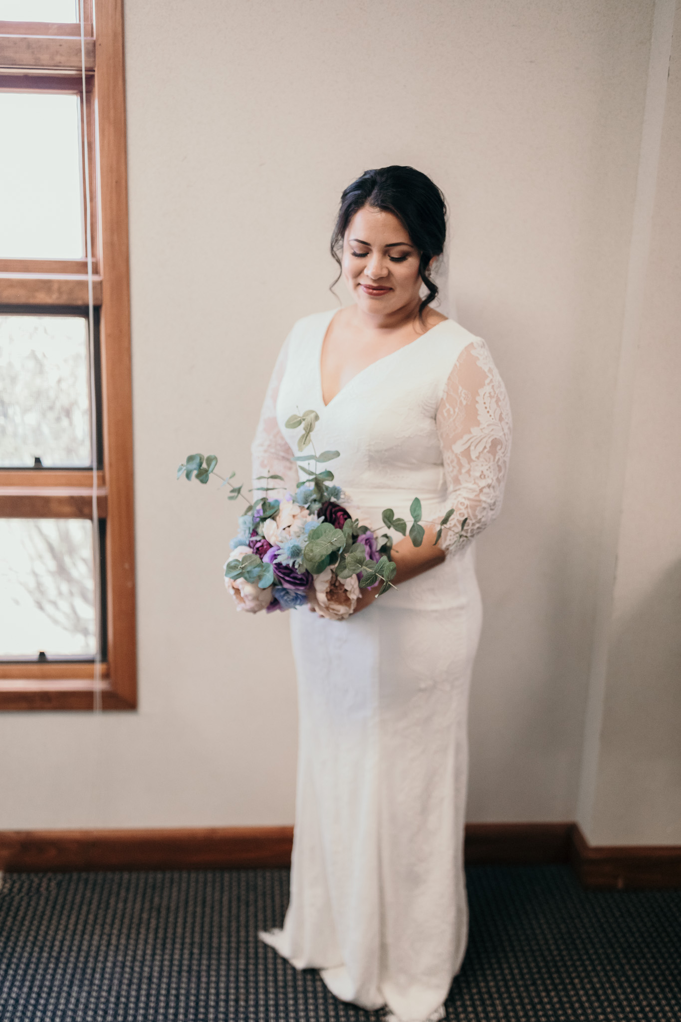 Bride Standing in Church on Fort Campbell