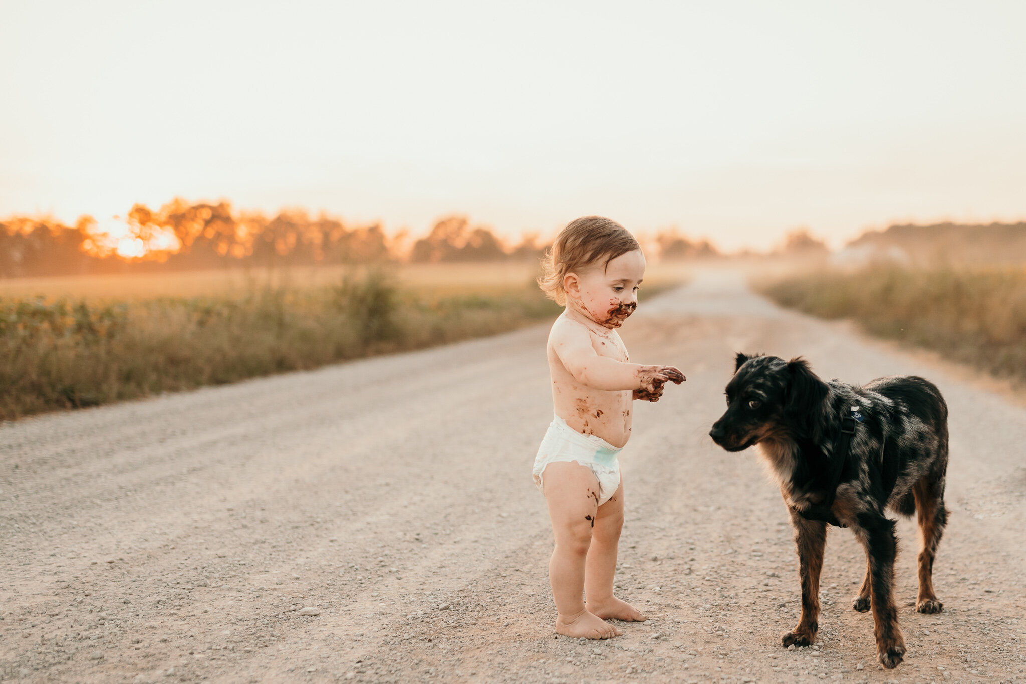 boy and his dog outdoors