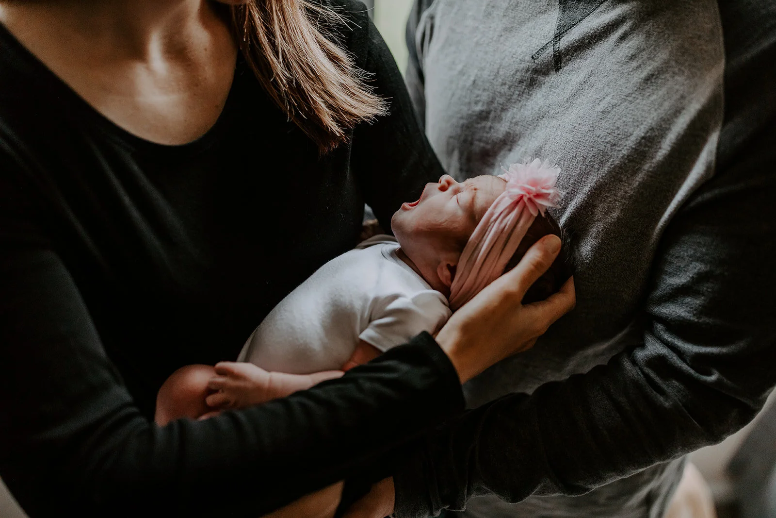newborn baby yawning