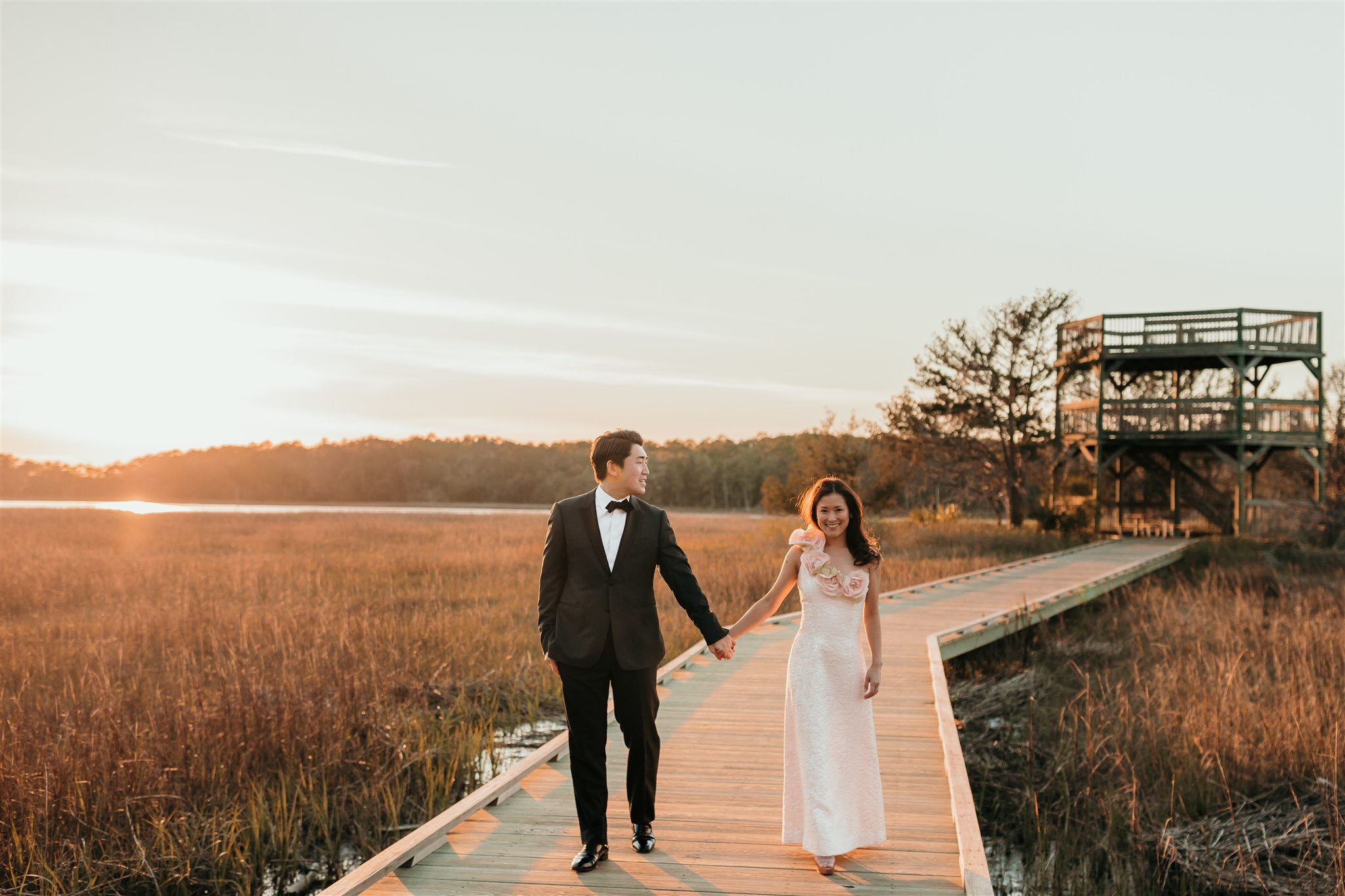 couple walking in savannah ga for wedding photo