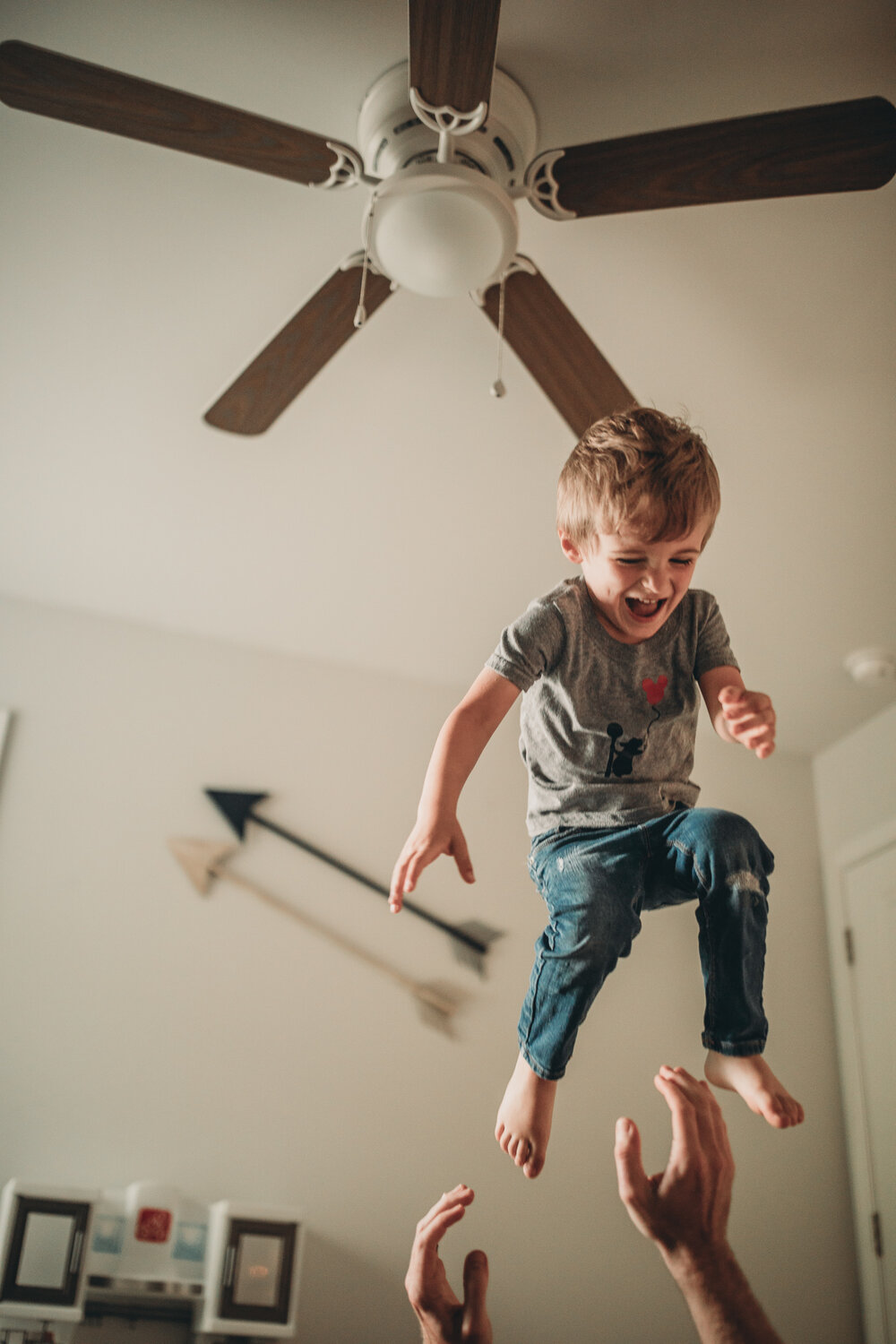 toddler in air