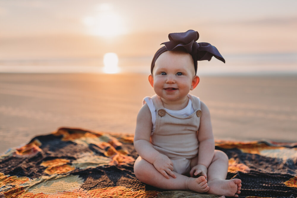 baby at sunrise on Jekyll island