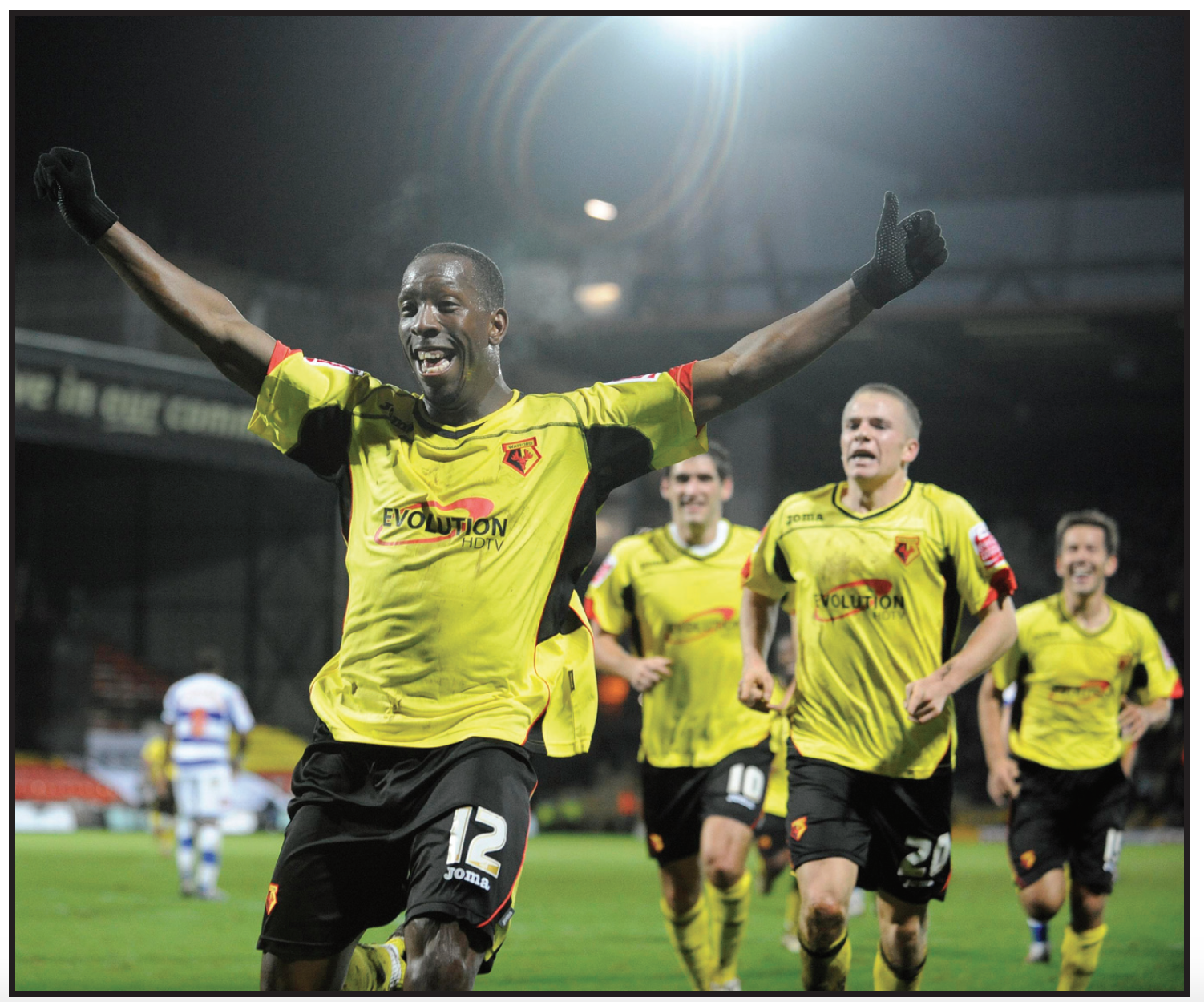 Doyley celebrates his first Watford goal. Photographs by Alan Cozzi