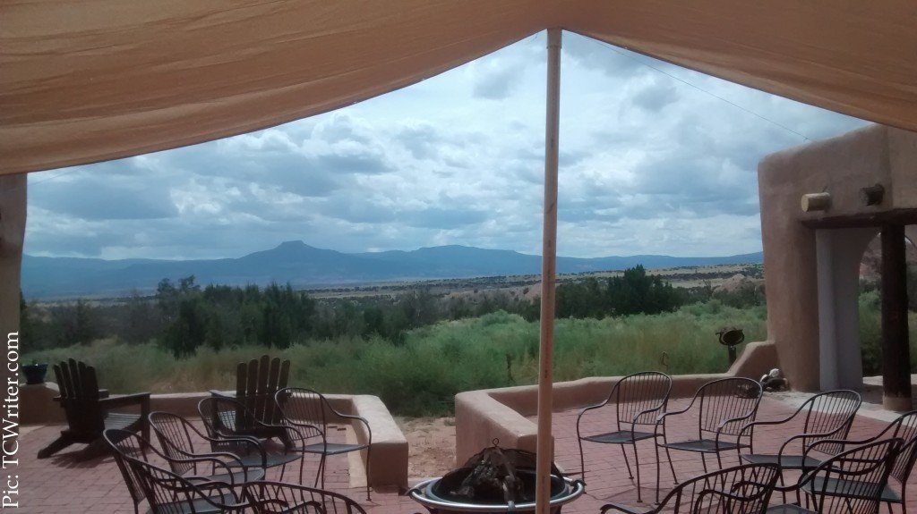 View of Cerro Pedernal from the courtyard of Casa del Sol 