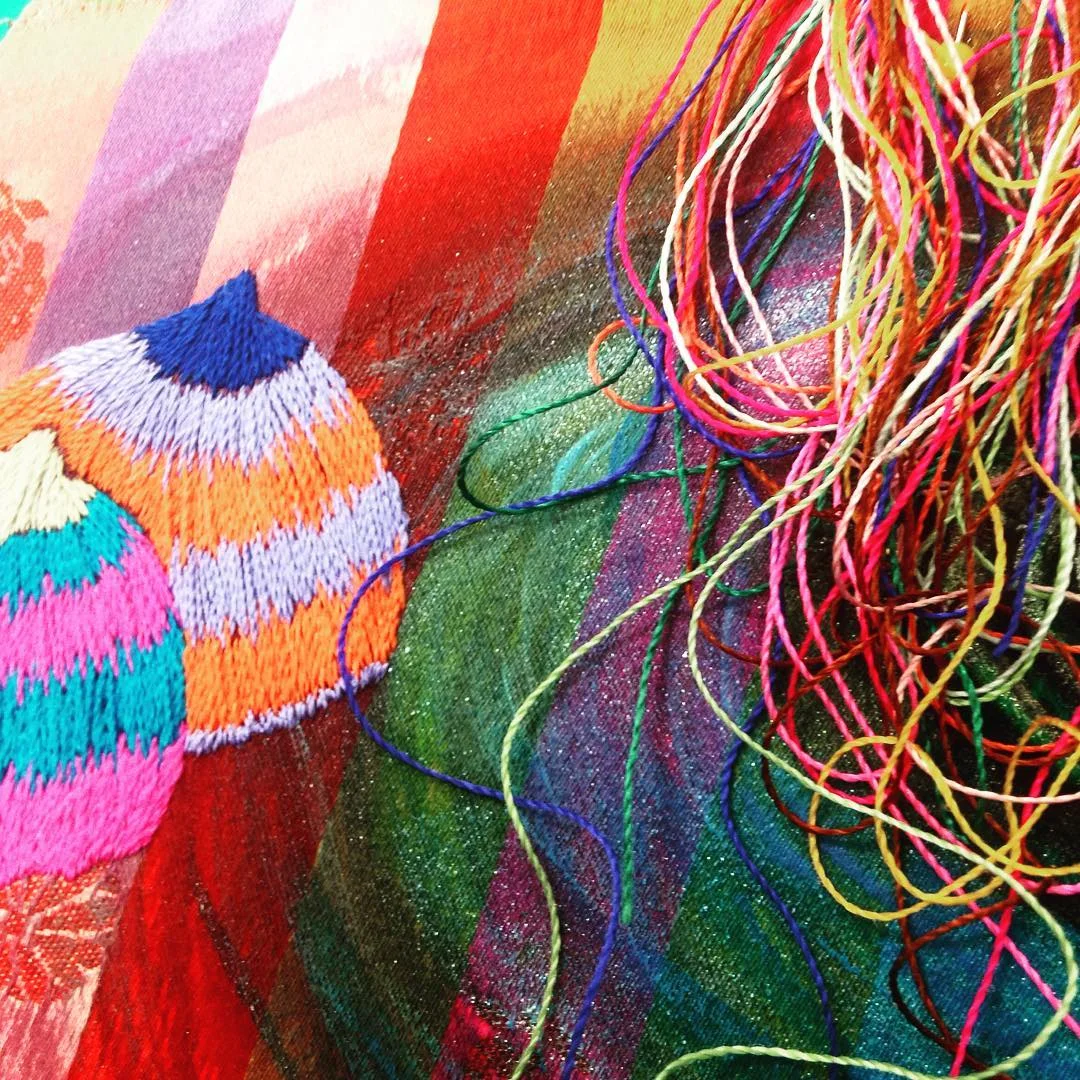 Hand Embroidery stitch on fabric