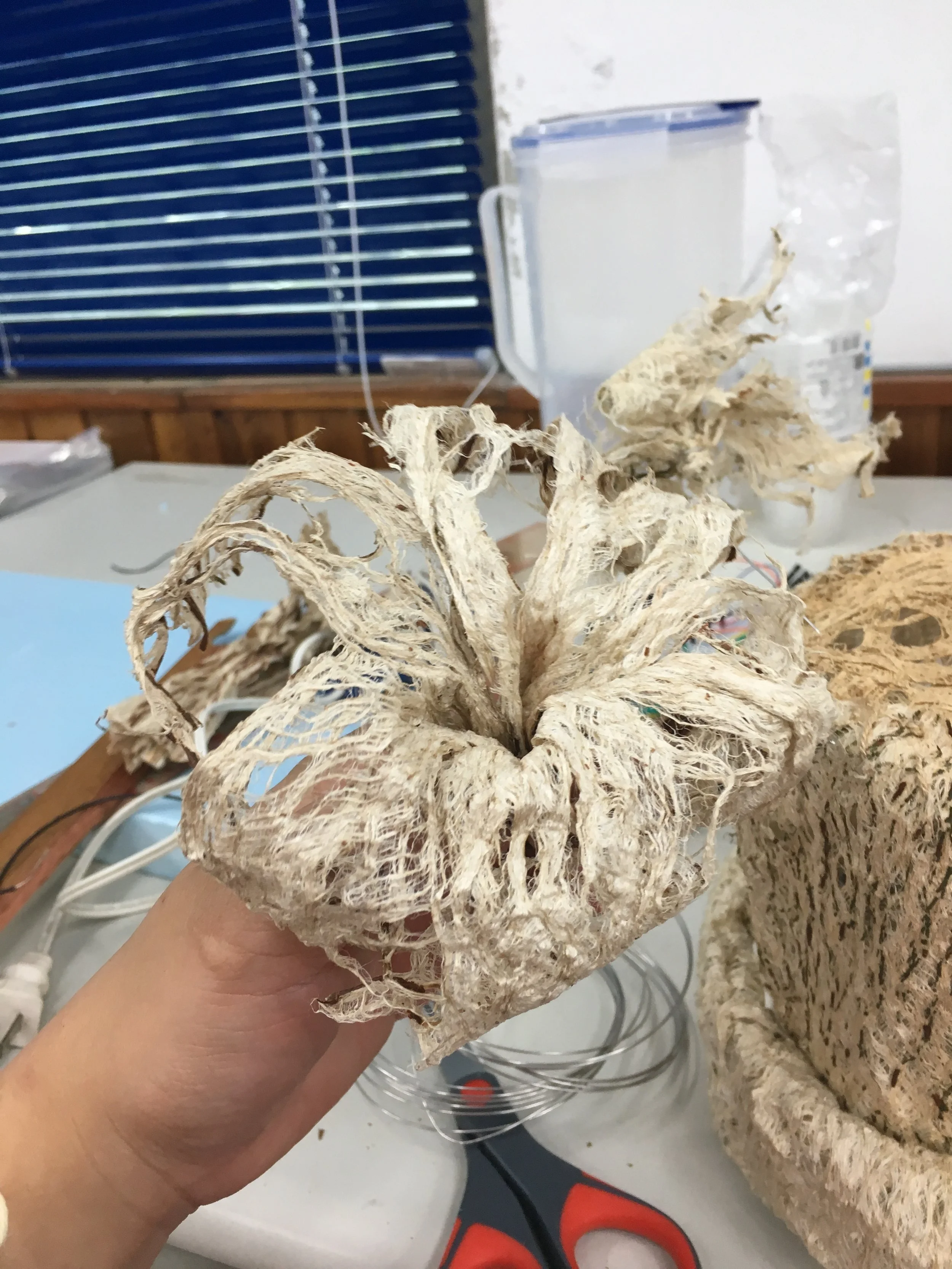 Made flower shape using a mulberry paper