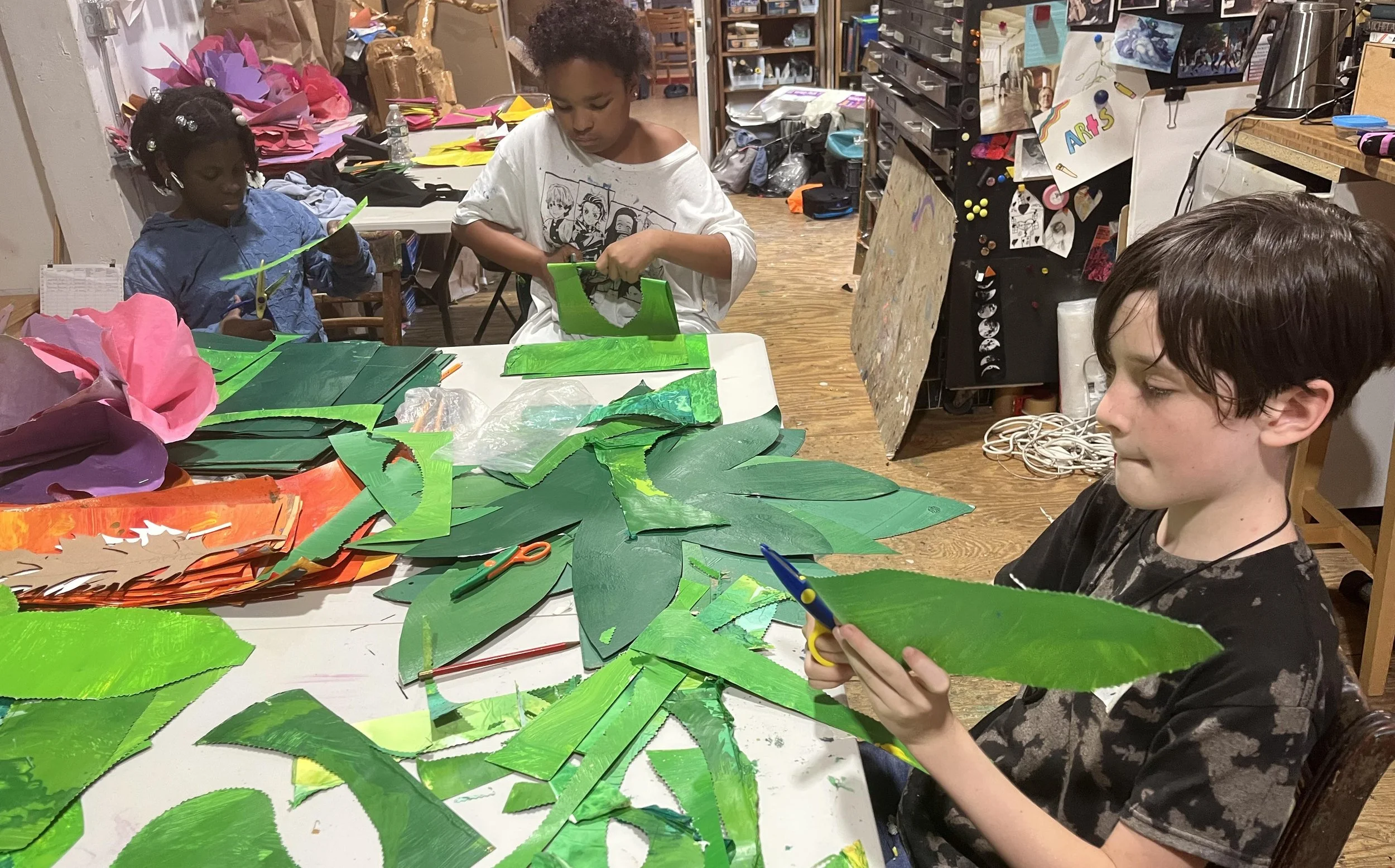   Painting leaf paper and cutting leaves all summer gave us a real appreciation of the work of both trees and leaves!  