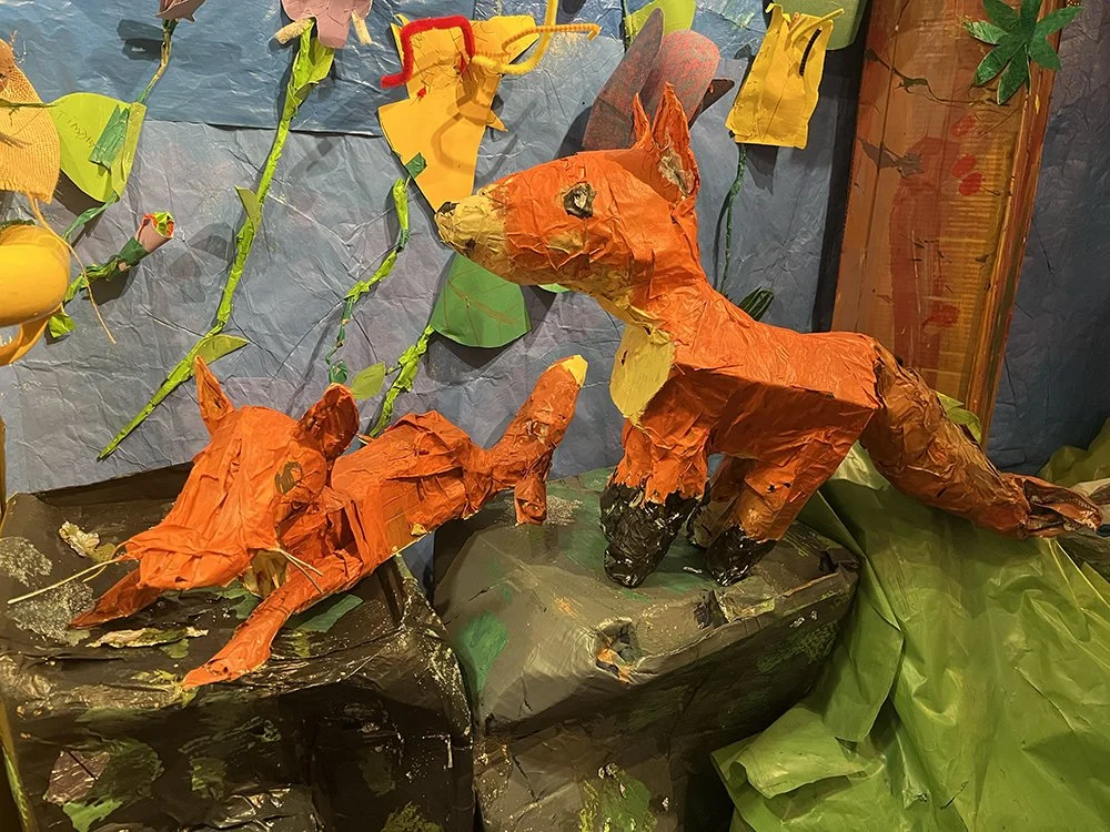   We all fell in love with fox kits! These two were made in a collaboration between a middle school artist and a high school artist.  