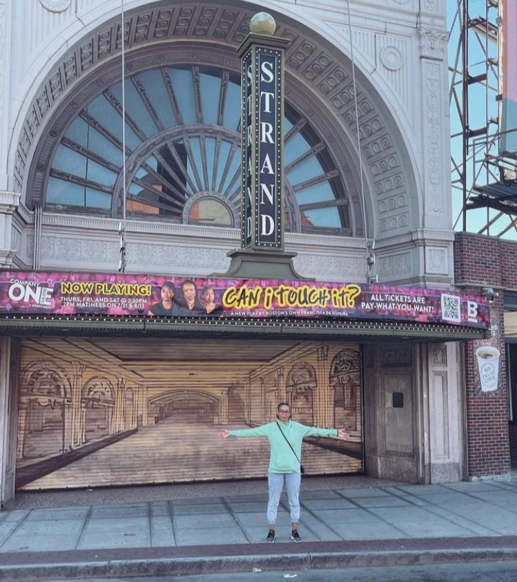  Francisca outside the Strand Theatre during Company One Theater's production of "can i touch it?" 