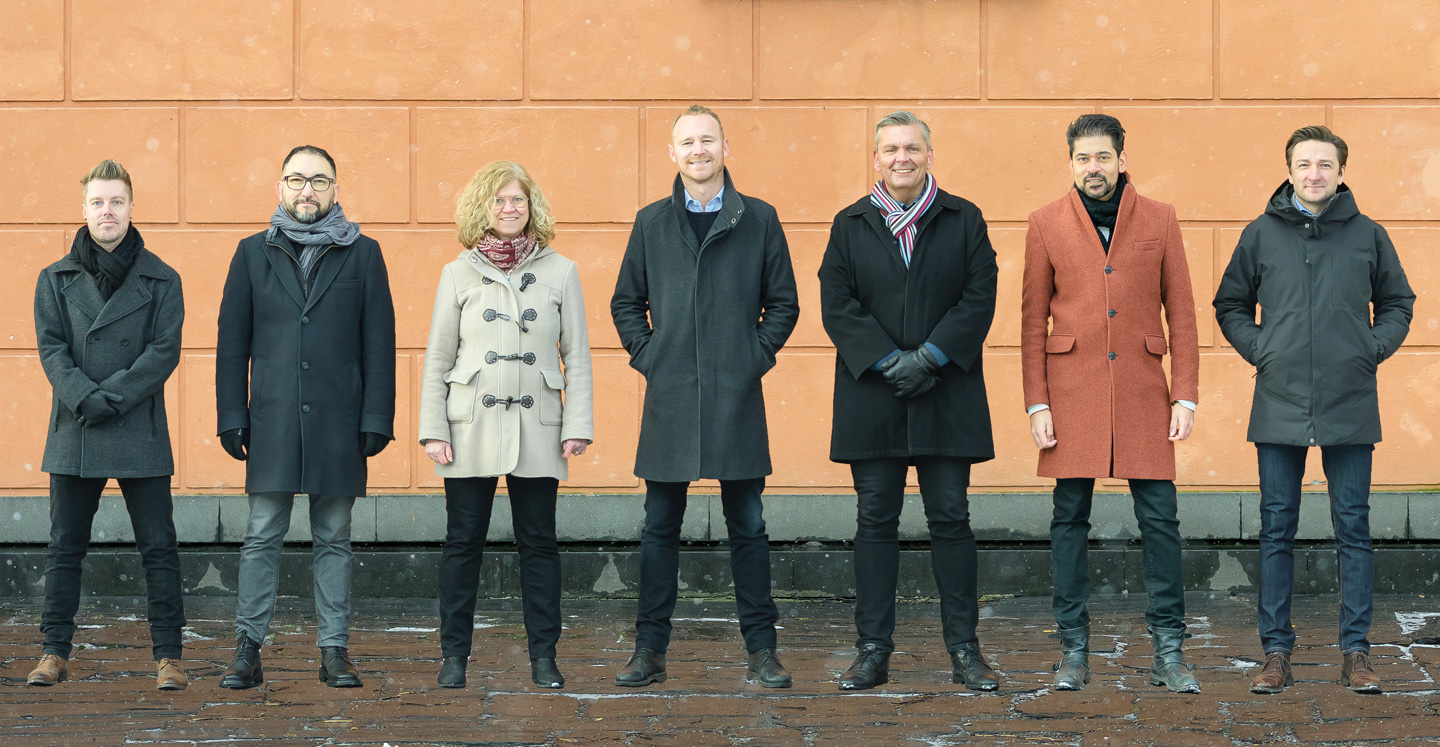 Learnster kärnteam (från vänster till höger): Daniel Eek, Aaron Castaneda, Anette Andersson, Mikael Larsson, Peter Holm, Peter Hedström och Michael Smietana.