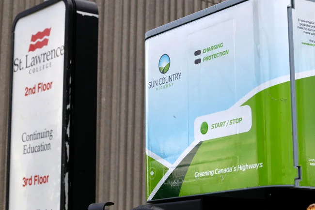 Four more electric vehicle charging stations, like the one here at St. Lawrence College in Brockville, will be installed across Leeds and Grenville.