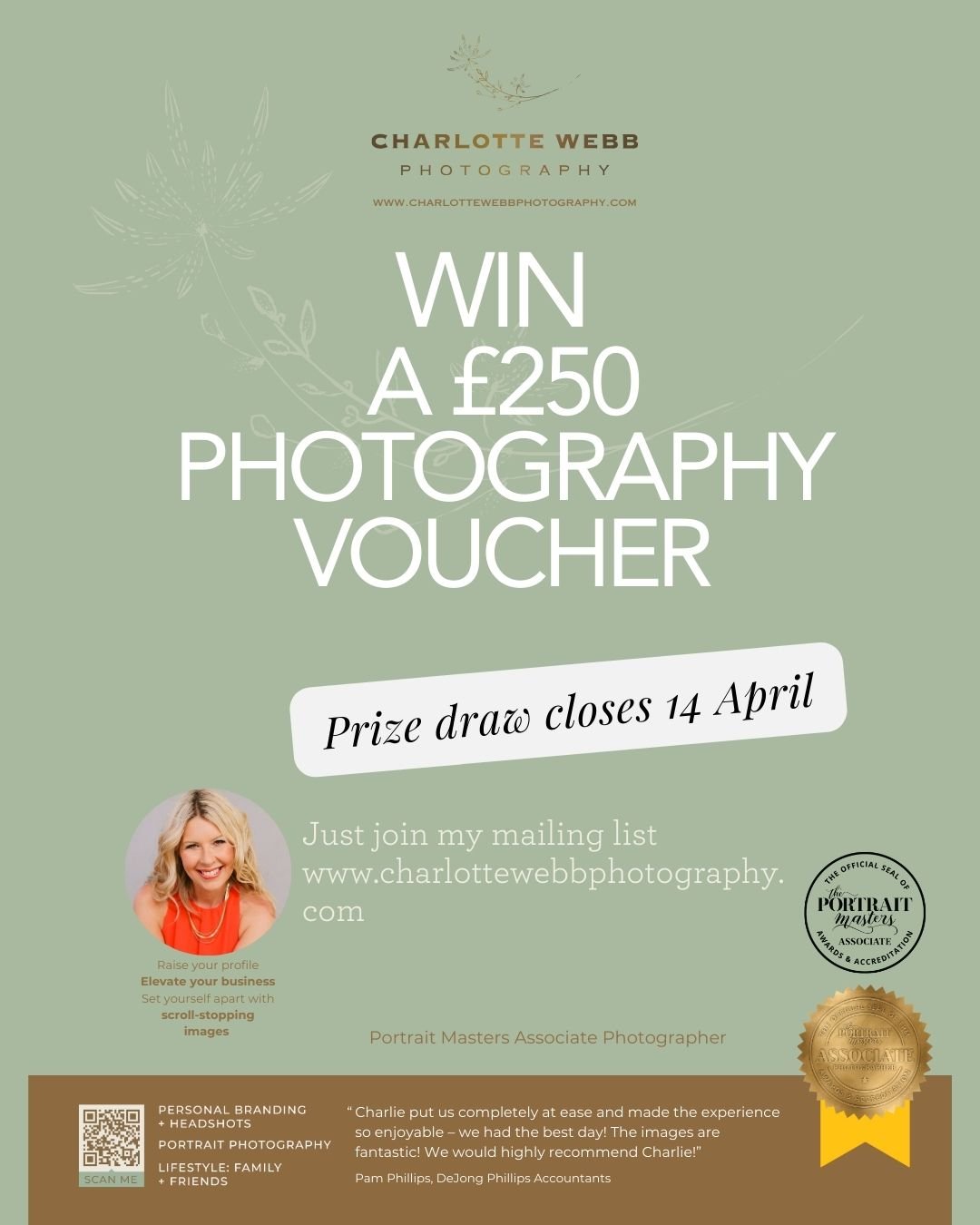 Less than a week to sign up for my prize draw to win a &pound;250 photography voucher to work with me. Can be redeemed against any photo shoot - family/personal branding/day in the life or photography products. If you are on my mailing list then you 
