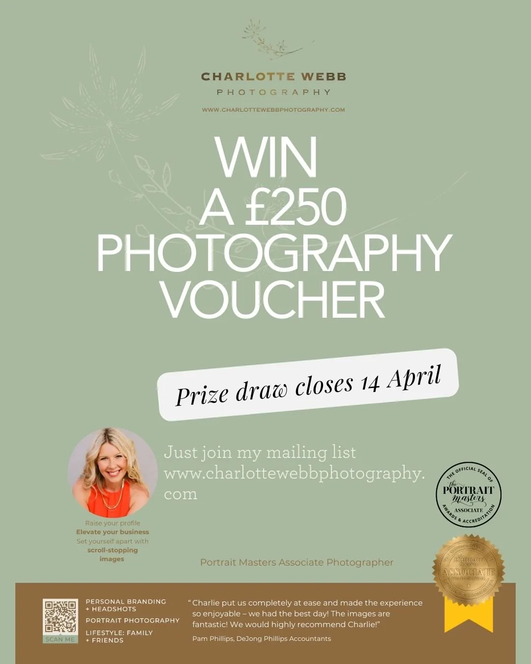 Less than a week to sign up for my prize draw to win a &pound;250 photography voucher to work with me. Can be redeemed against any photo shoot - family/personal branding/day in the life or photography products. If you are on my mailing list then you 