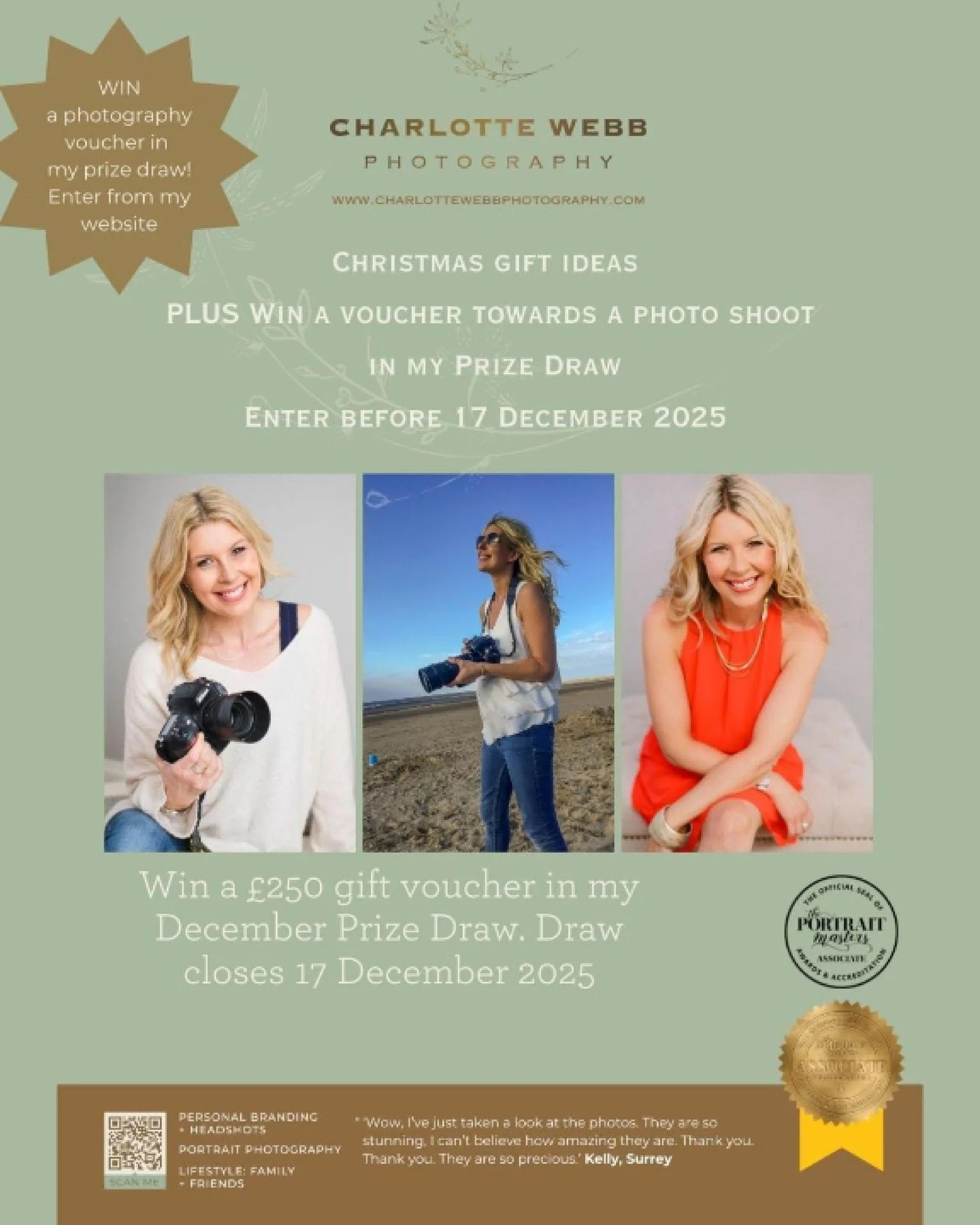 Fancy winning a &pound;250 voucher towards a photo shoot? My prize draw closes tomorrow and somebody on my email list will win! The prize will cover a small shoot and give you one or two images or can go towards a larger shoot... You can use it for p