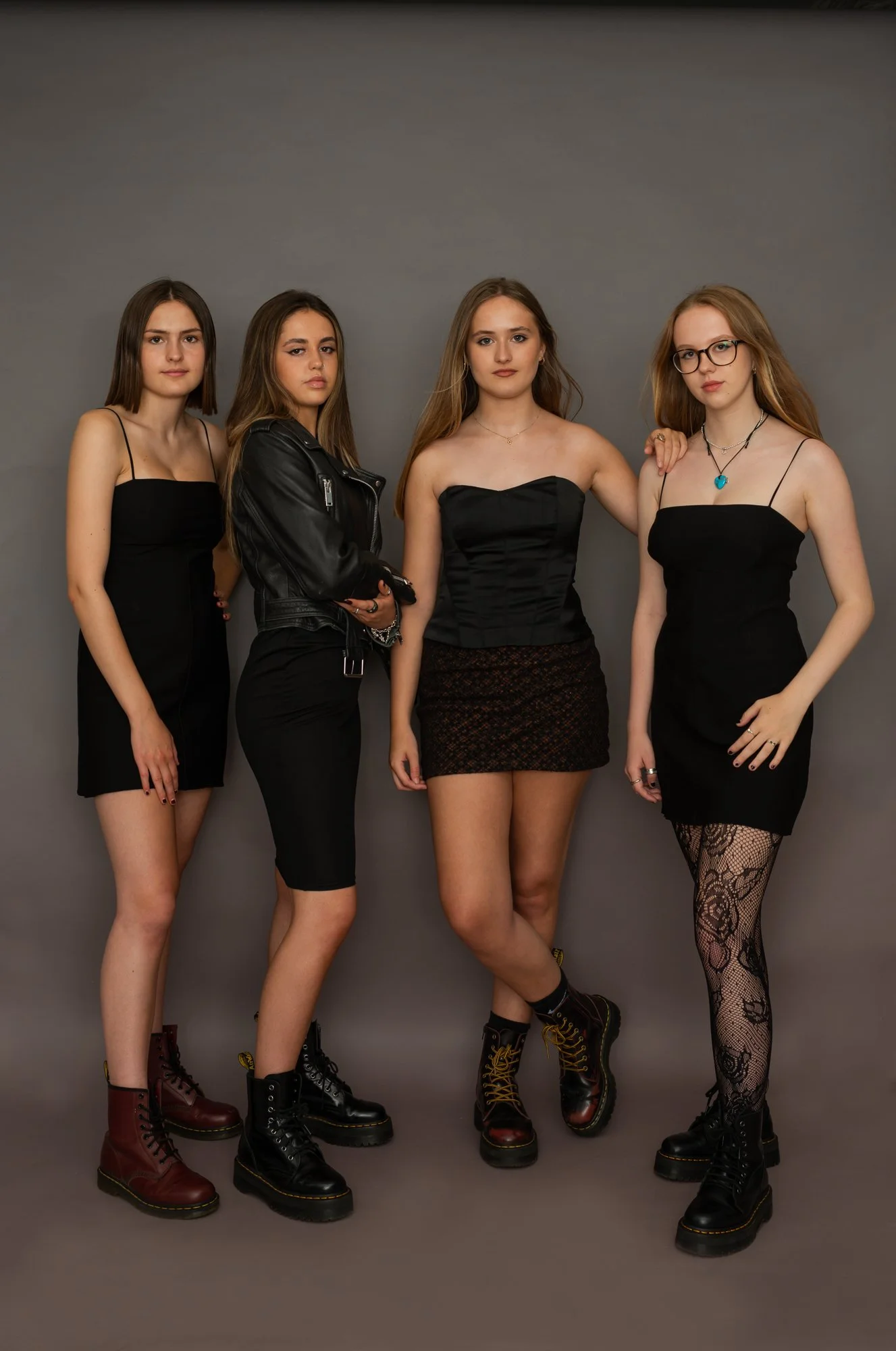 four sixteen year old friends photo shoot in studio