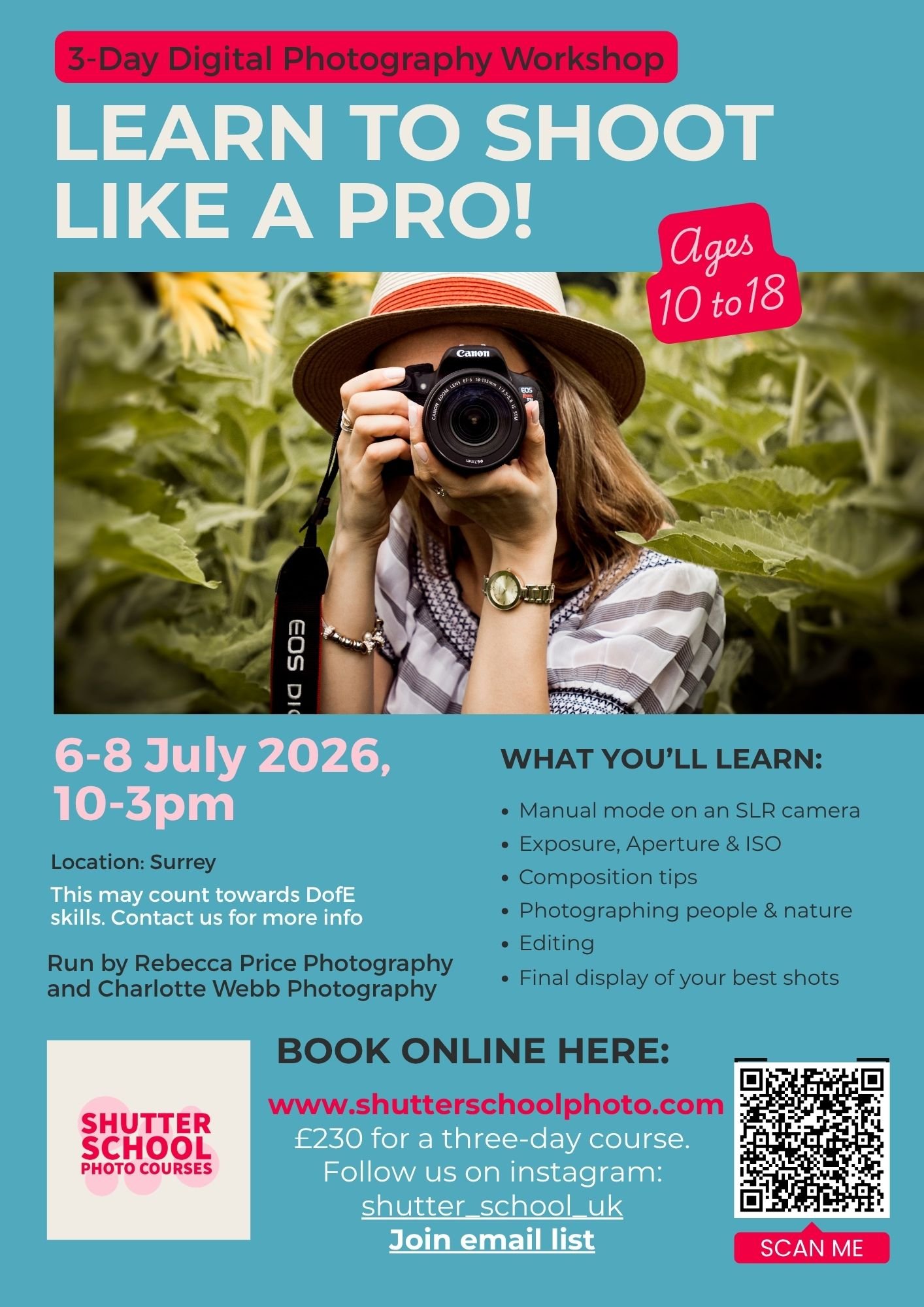 girl holding up camera learning photography