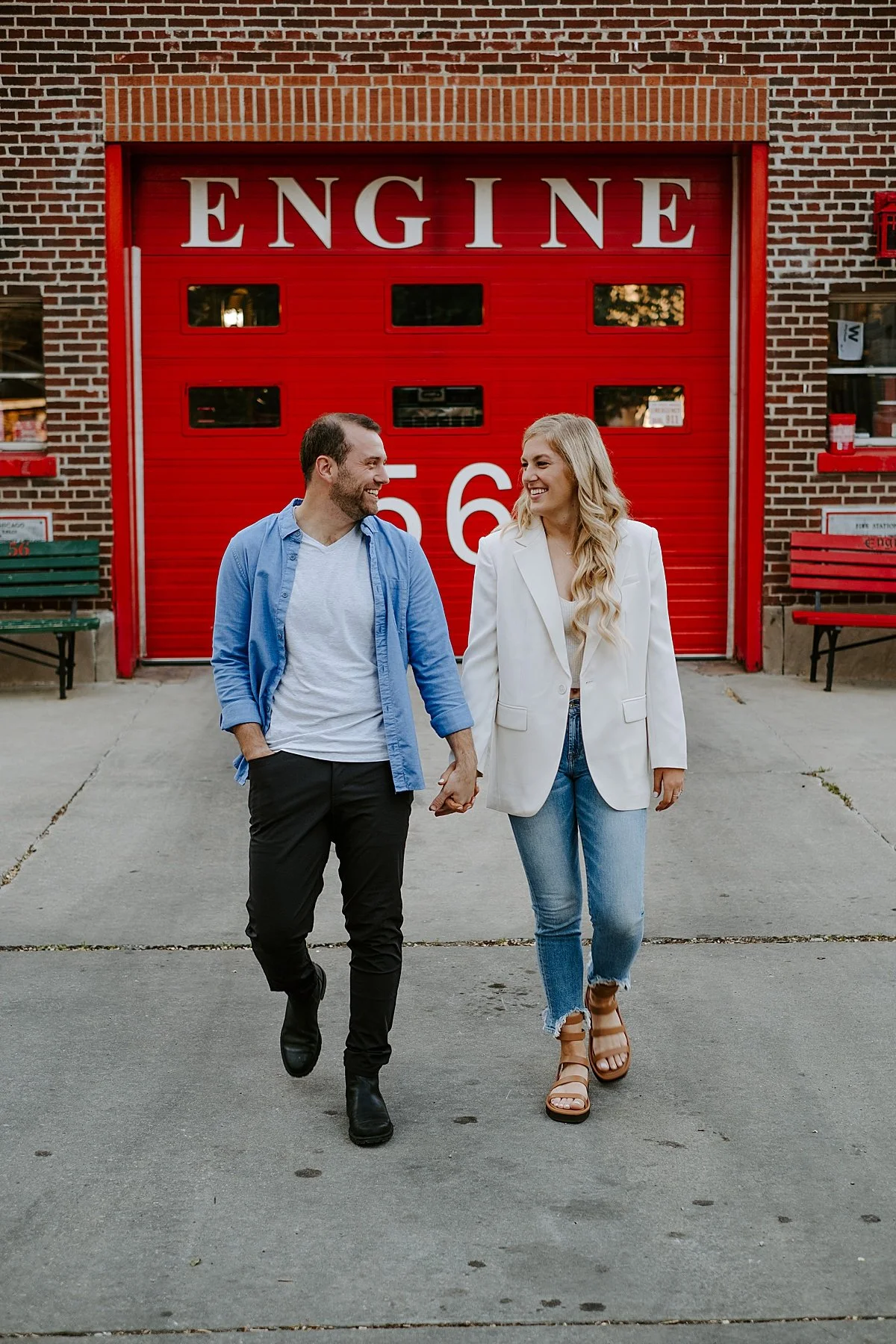 Alex &amp; Coady | Sunset Firehouse Engagement | Chicago, Illinois