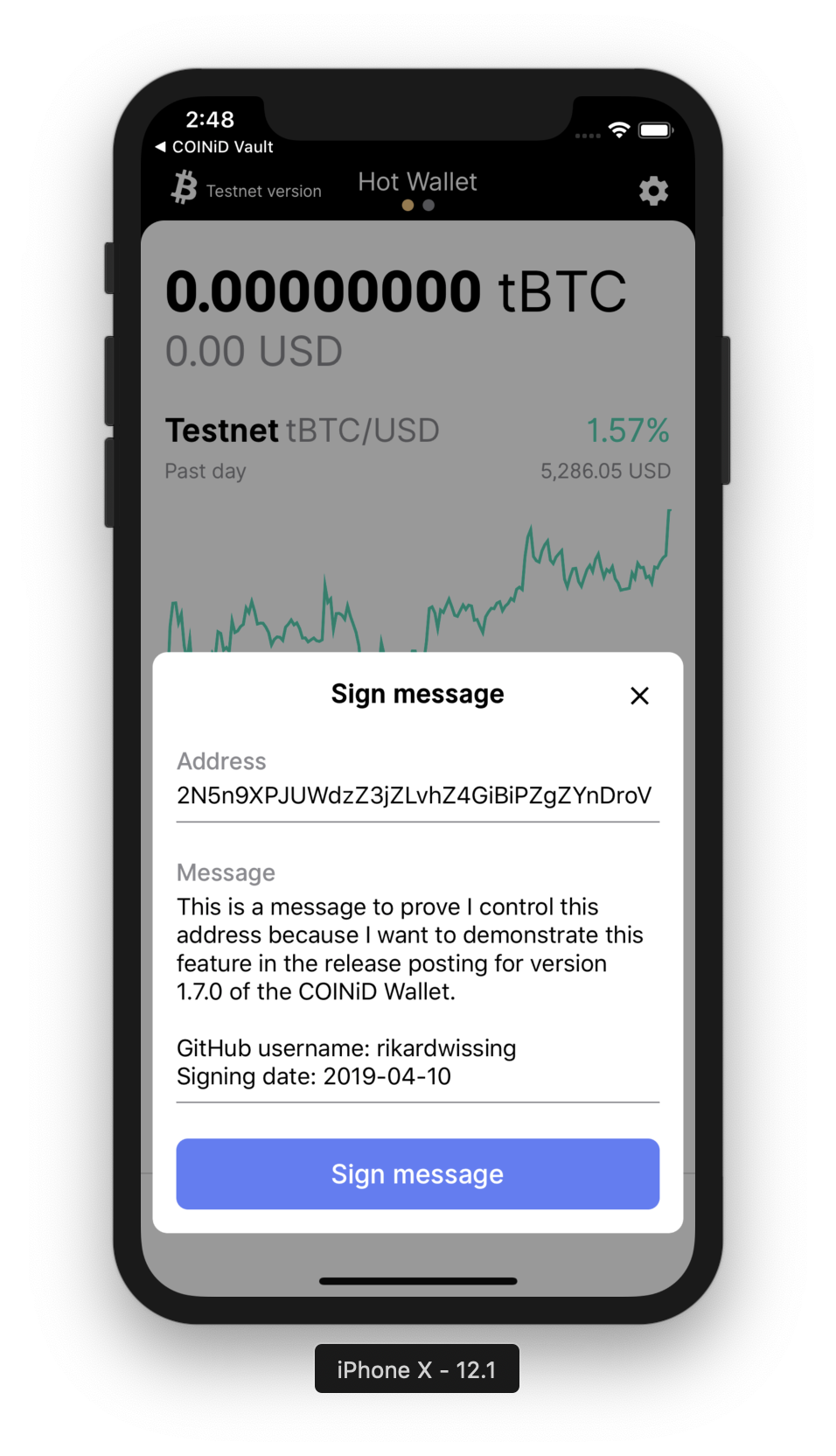 Fill in your public address and create a custom message.