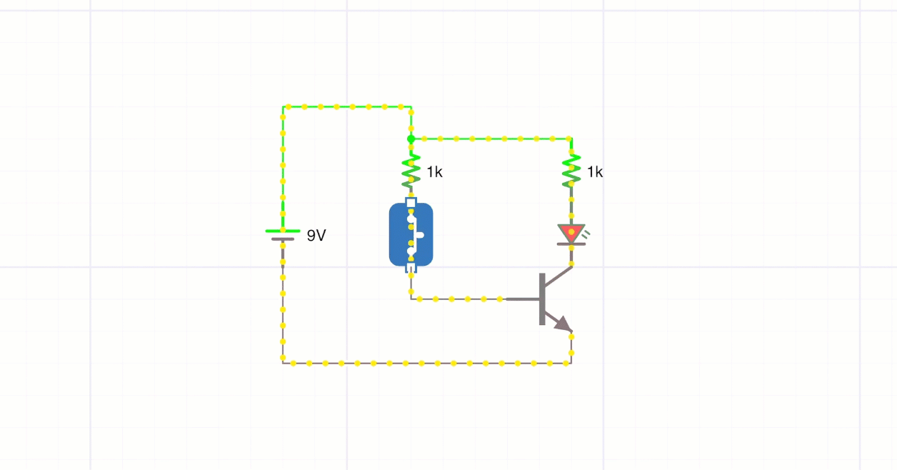 Transistor circuit with LED