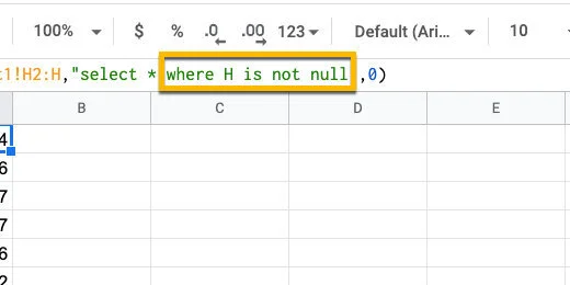 Filter away empty data