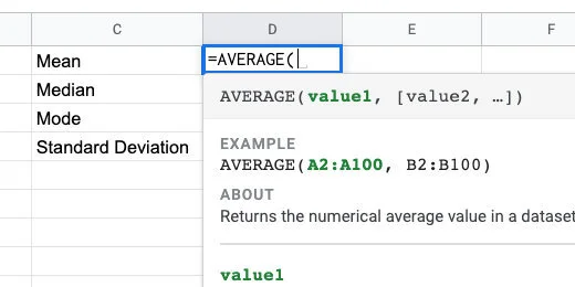The AVERAGE function