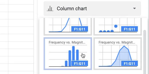 Select column chart option