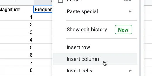 Insert a column