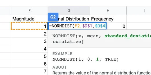 Standard deviation set as absolute cell reference